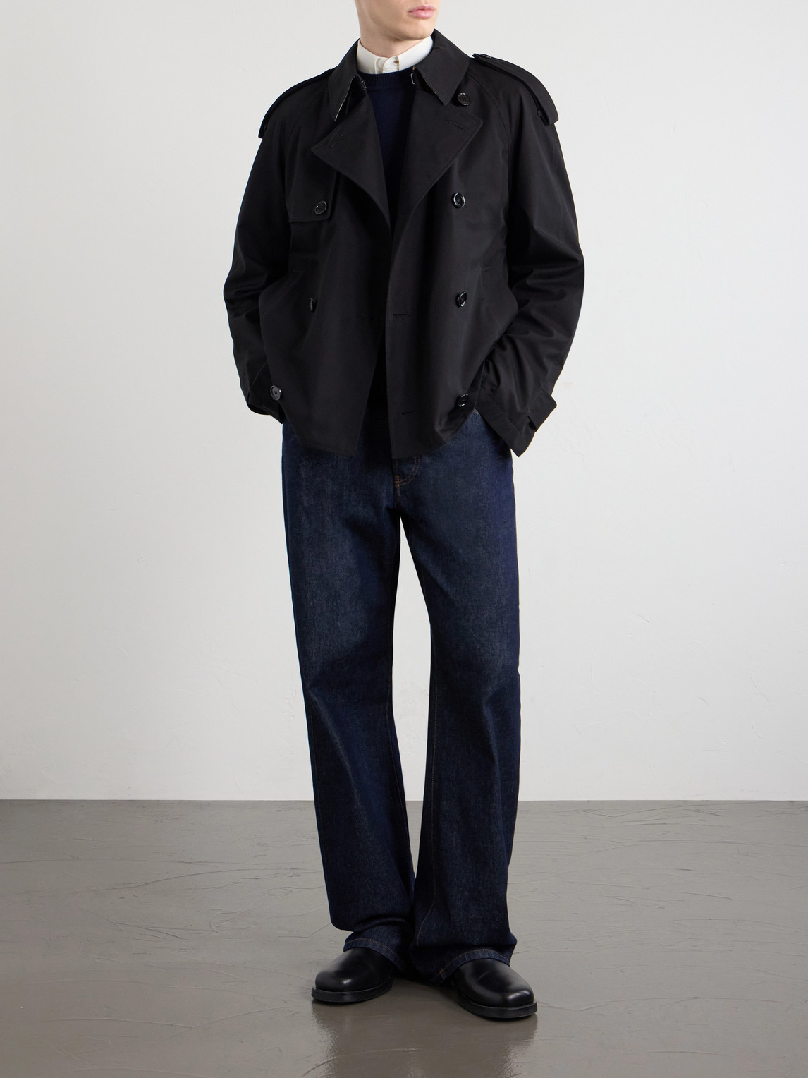 Cropped Cotton-Gabardine Trench Coat