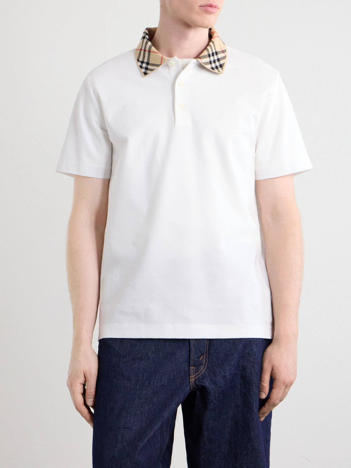 Checked Cotton-Piqué Polo Shirt