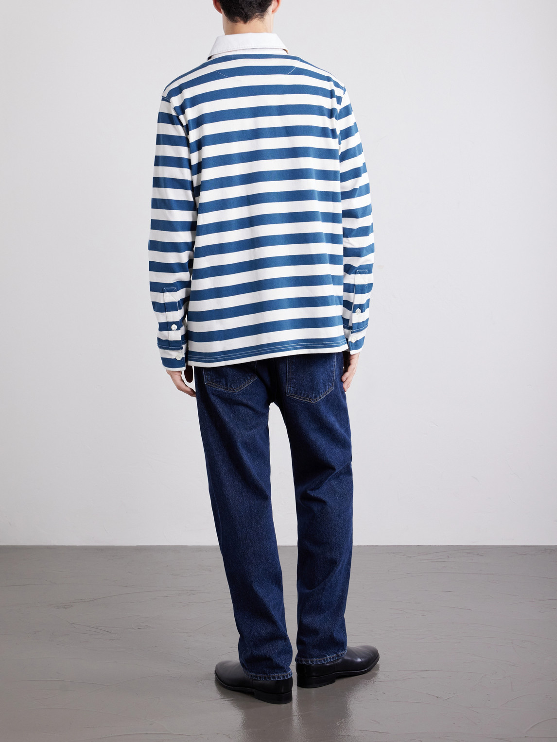 Logo-Embroidered Striped Cotton Polo Sweater
