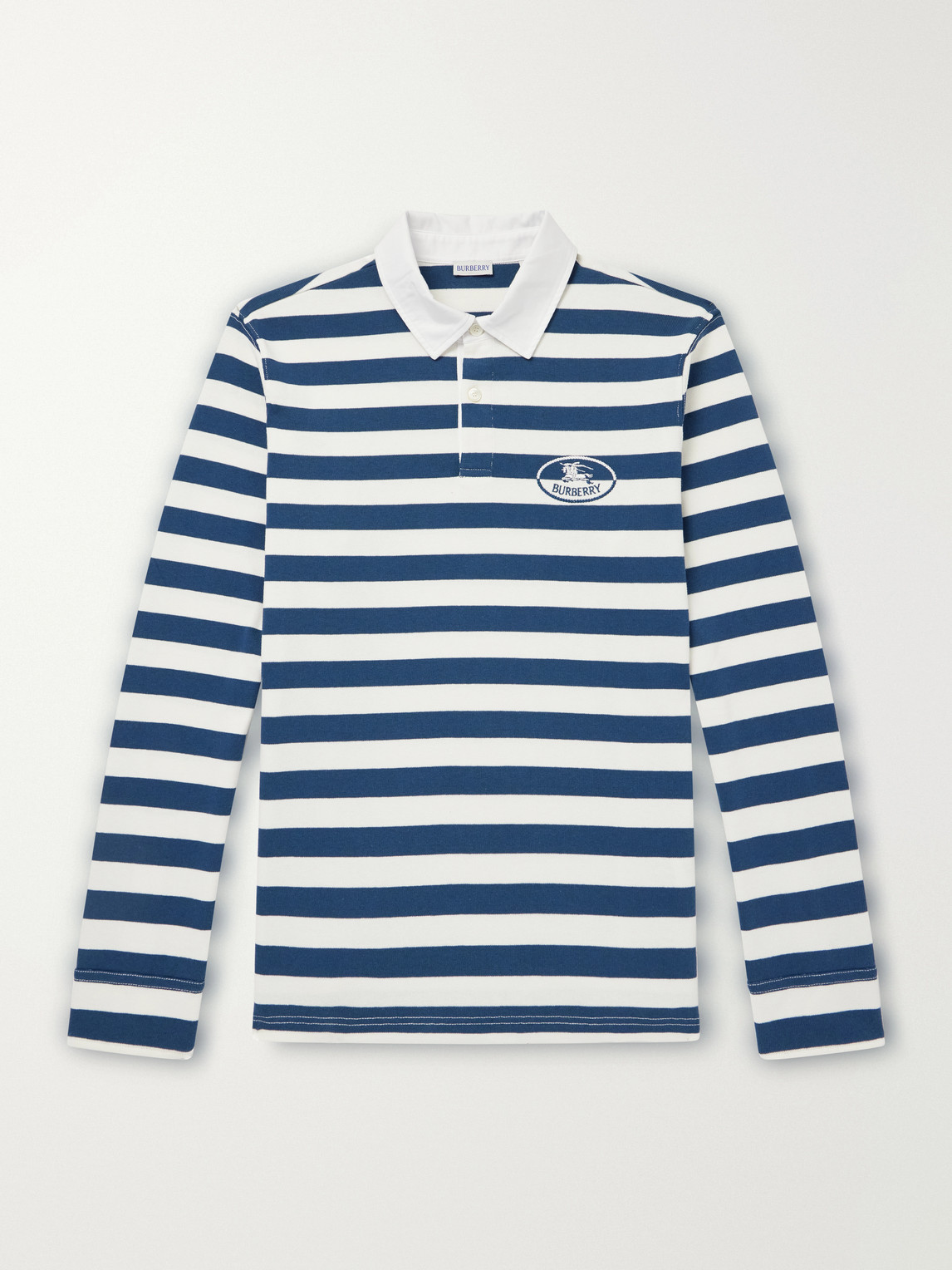 Logo-Embroidered Striped Cotton Polo Sweater