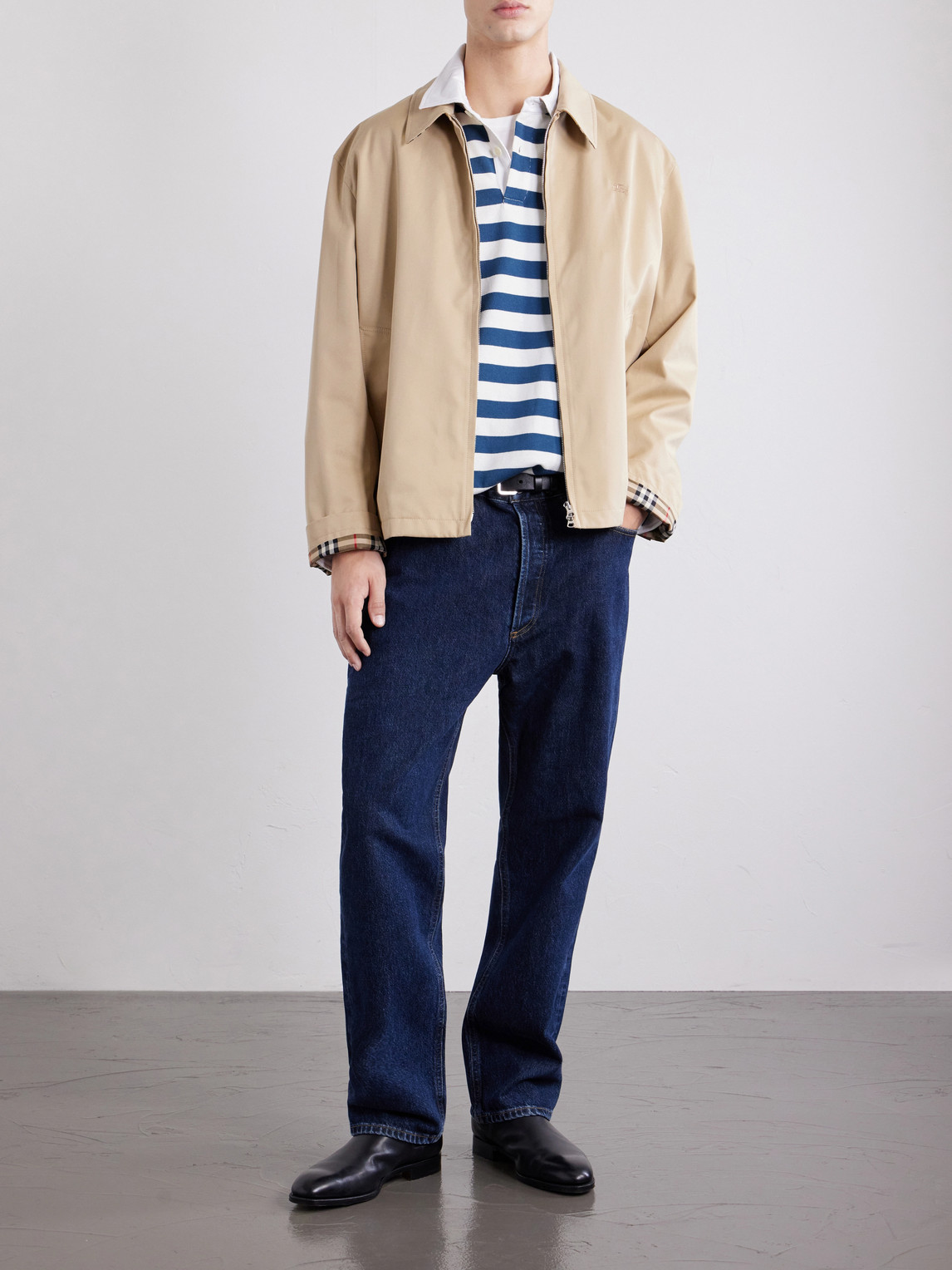 Logo-Embroidered Striped Cotton Polo Sweater