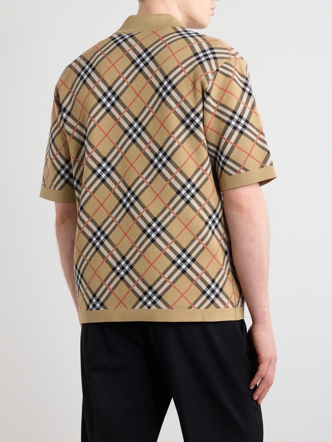 Checked Cotton-Blend Polo Shirt