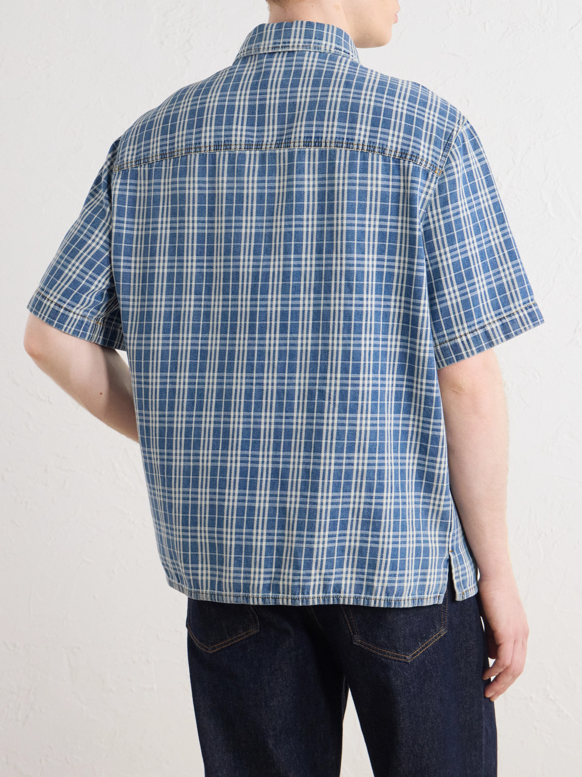 Logo-Appliquéd Checked Denim Shirt