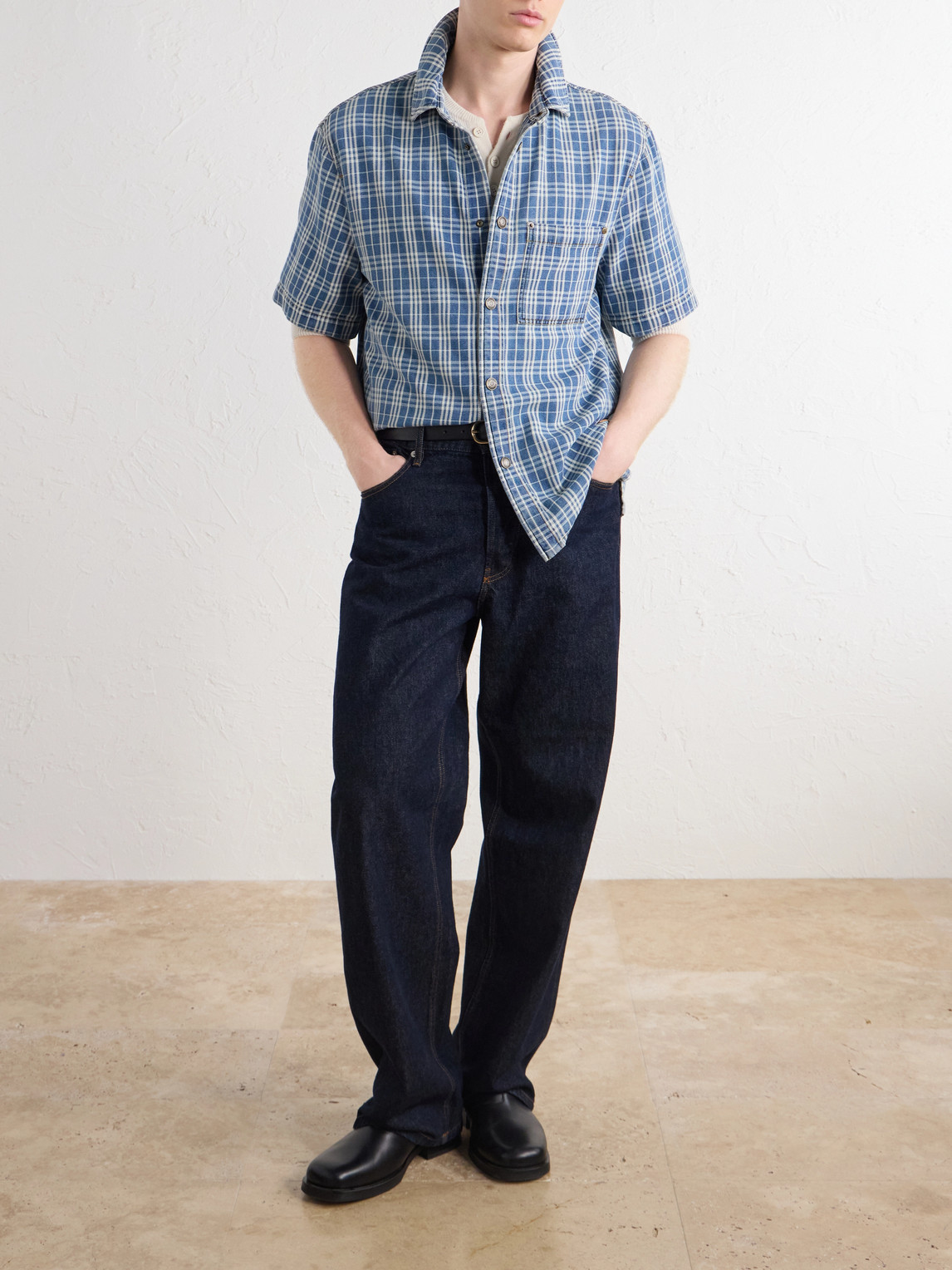 Logo-Appliquéd Checked Denim Shirt