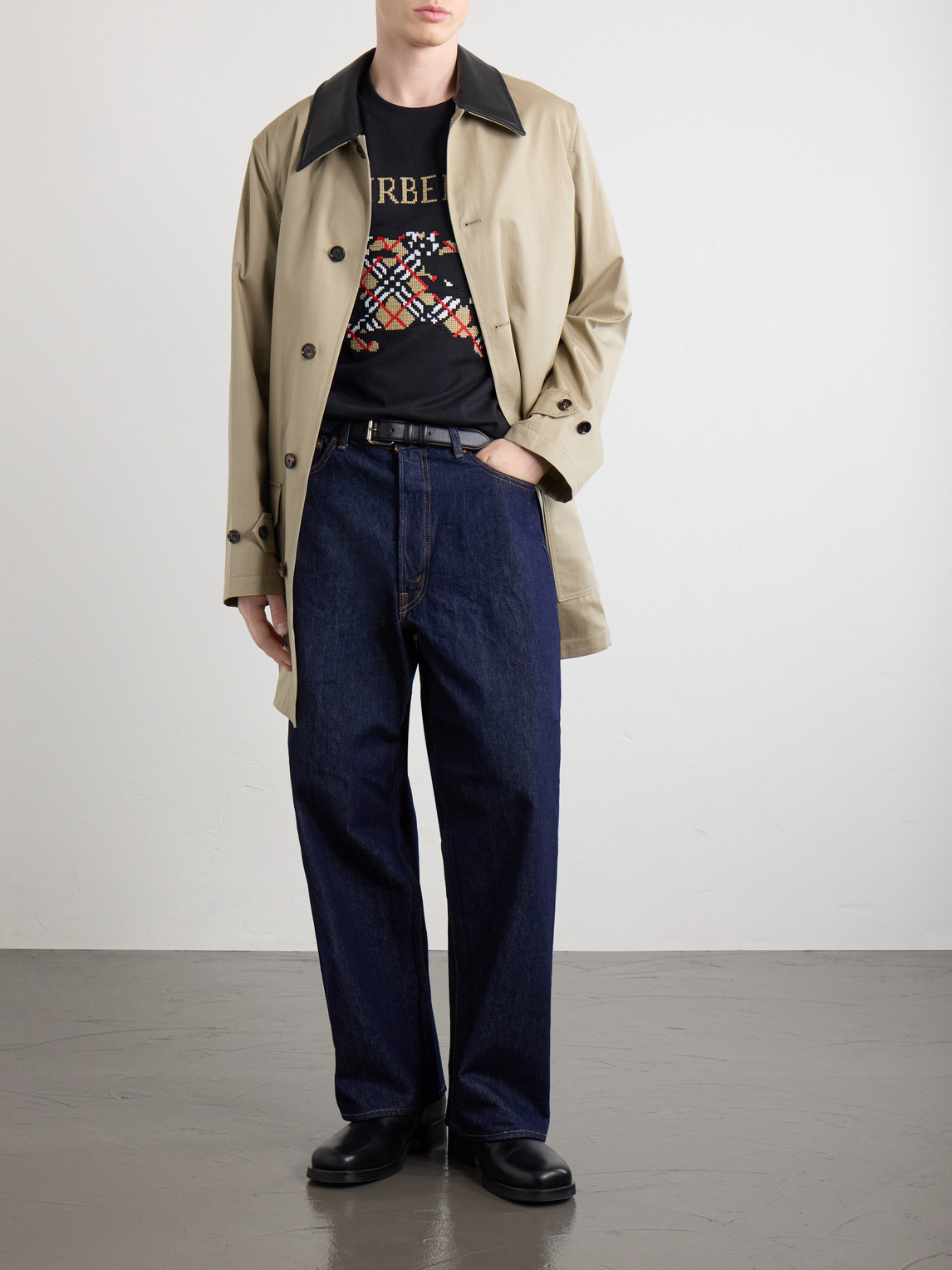 Burberry Logo-embroidered Cotton-jersey T-shirt In Black