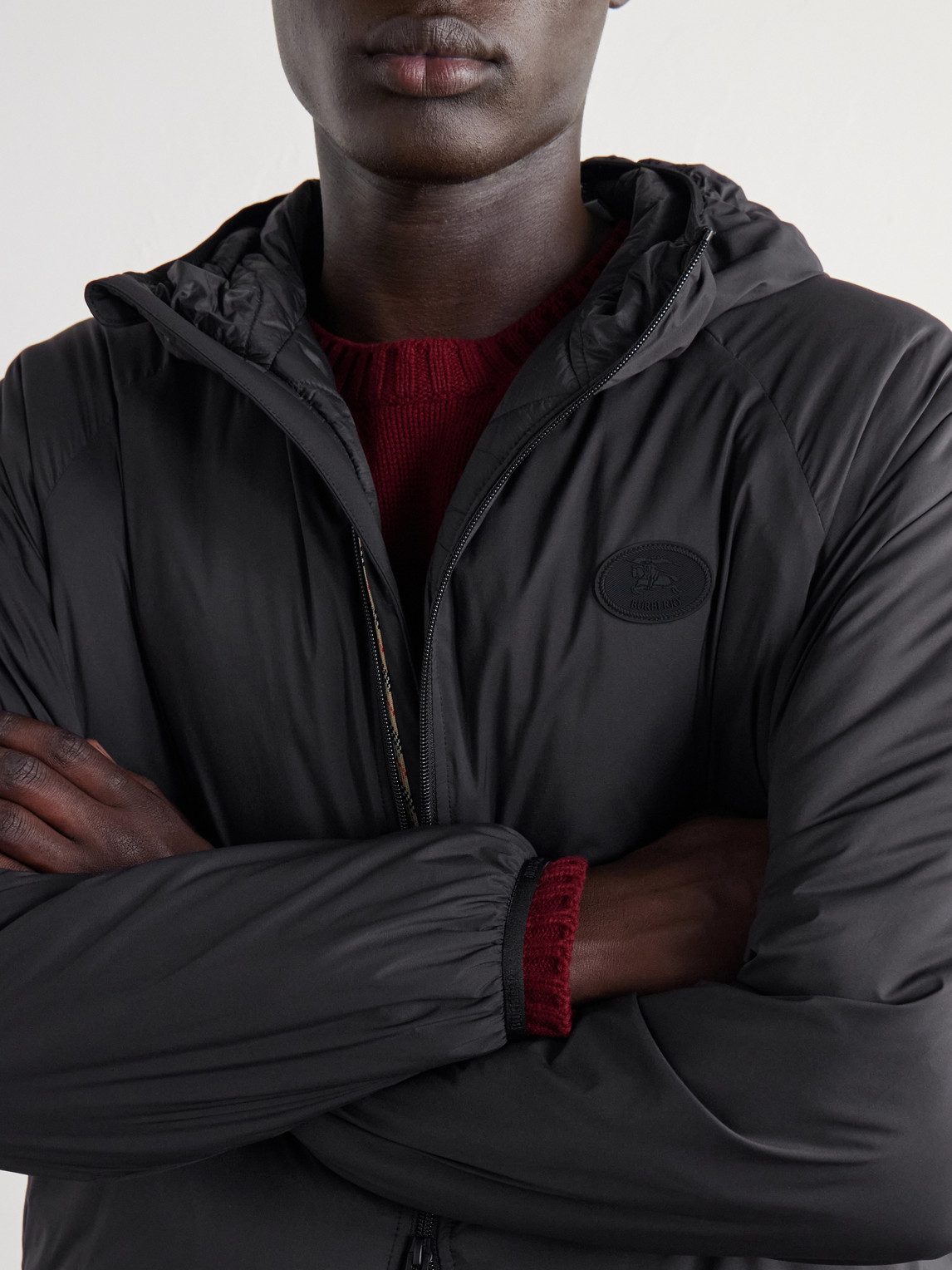 Logo-Appliquéd Shell Hooded Jacket