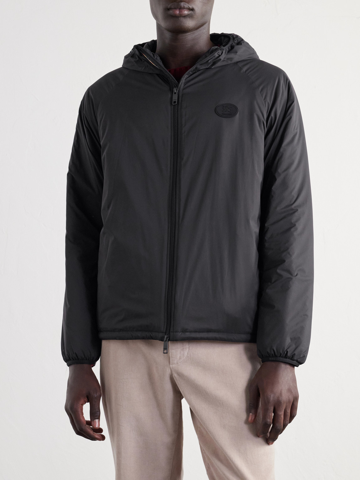 Logo-Appliquéd Shell Hooded Jacket