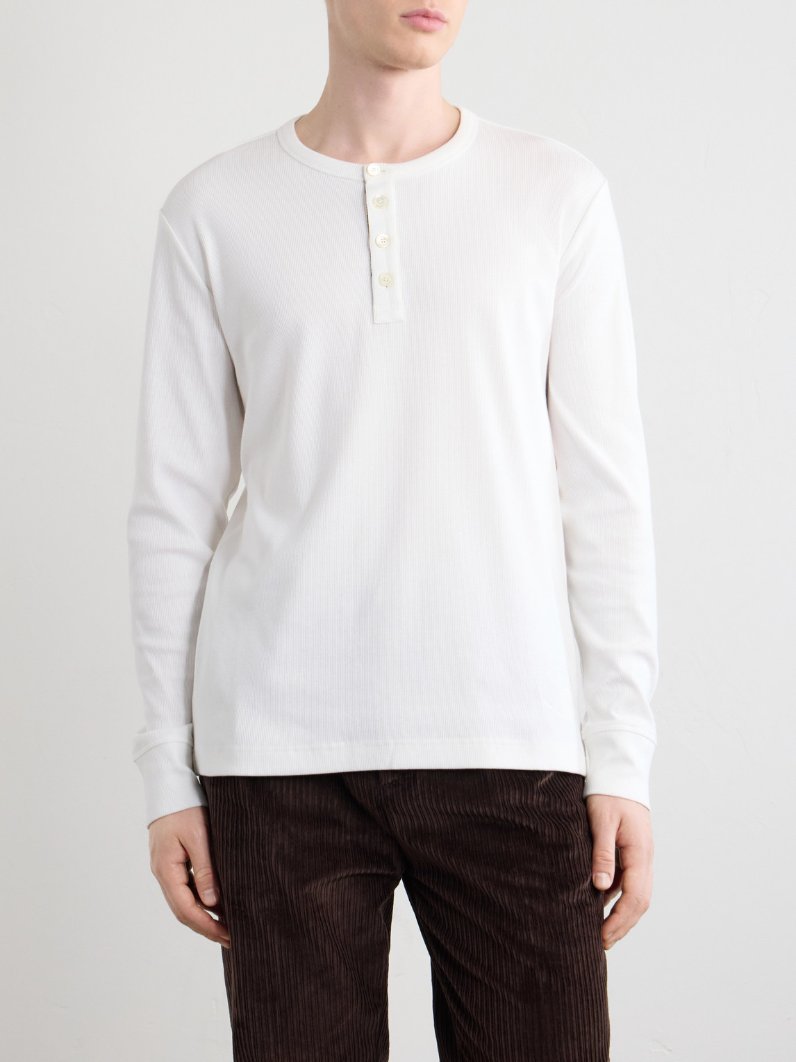 Logo-Embroidered Ribbed Cotton-Blend Jersey T-Shirt