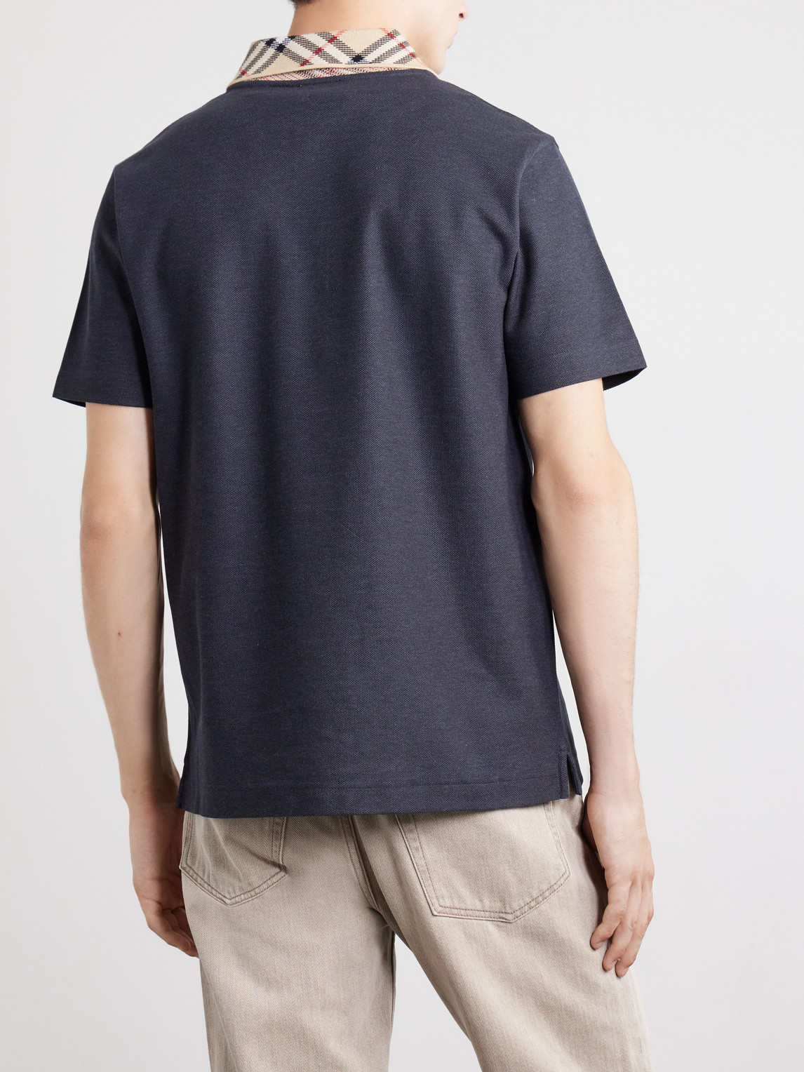 Checked Cotton-Piqué Polo Shirt