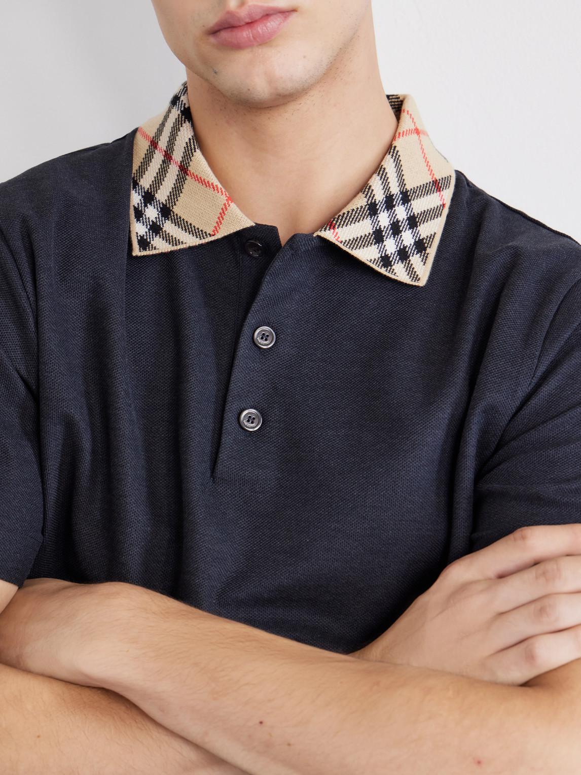 Checked Cotton-Piqué Polo Shirt