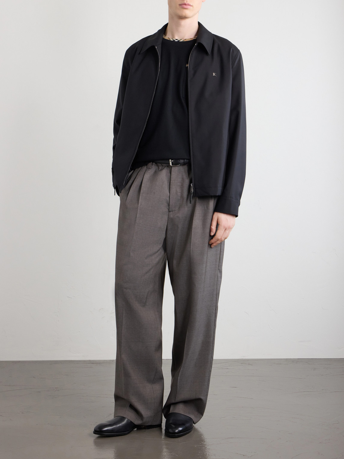 Burberry Cotton Logo T-shirt With Checkered Trim And Chest Pocket In Black