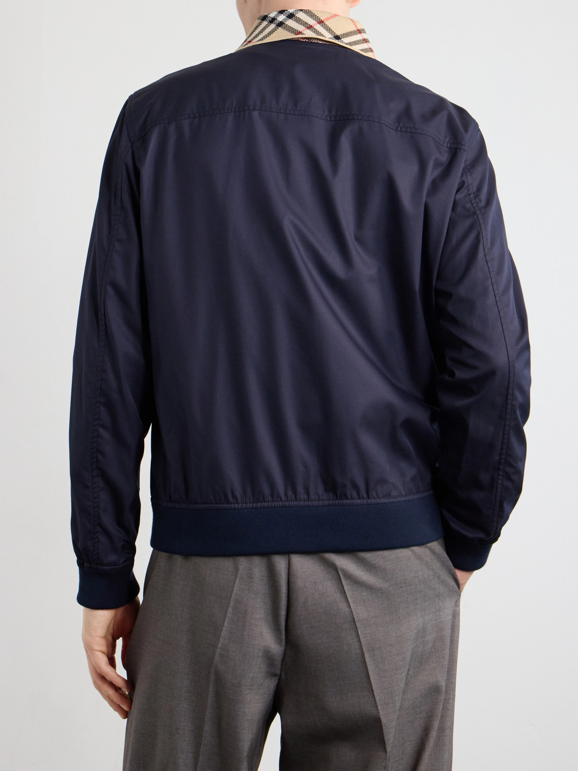 Logo-Embroidered Checked Cotton-Gabardine Blouson Jacket