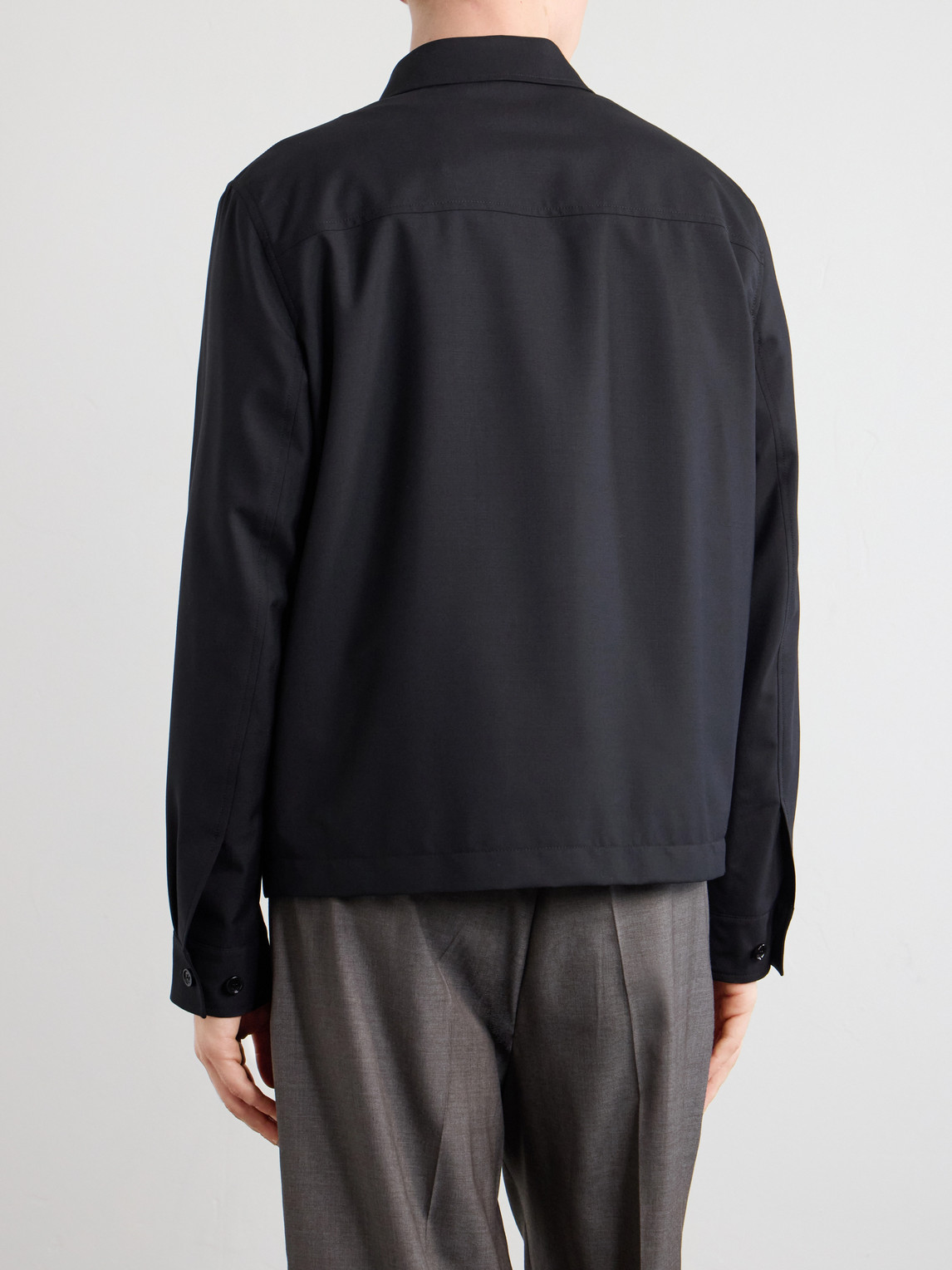 Logo-Embroidered Wool Zip-Up Blouson Jacket
