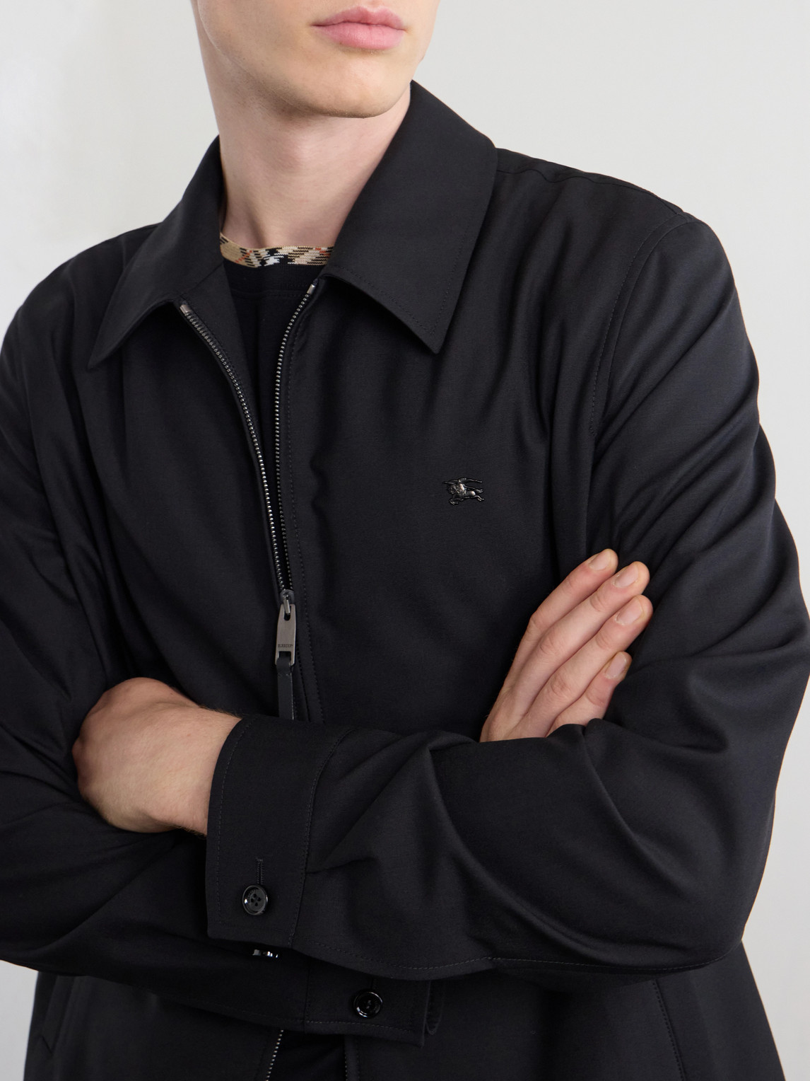 Logo-Embroidered Wool Zip-Up Blouson Jacket