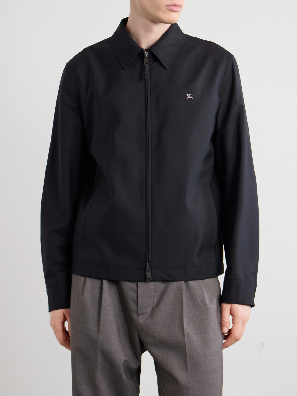 Logo-Embroidered Wool Zip-Up Blouson Jacket
