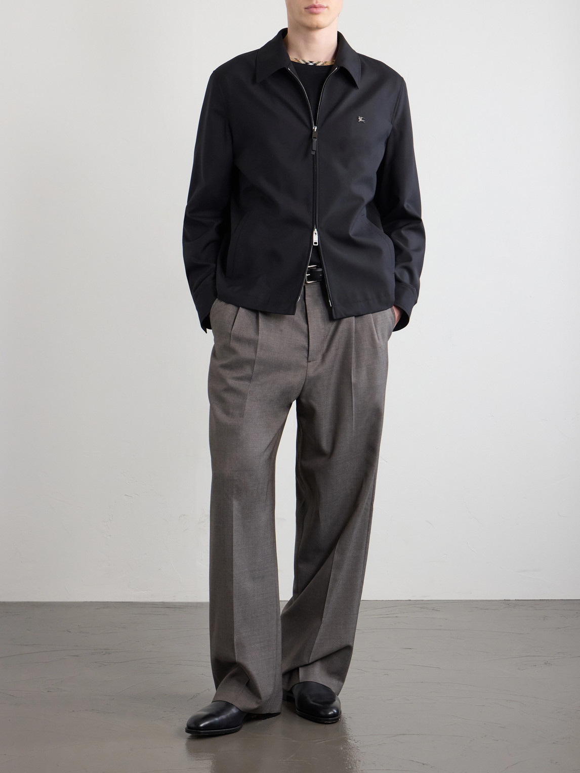 Logo-Embroidered Wool Zip-Up Blouson Jacket