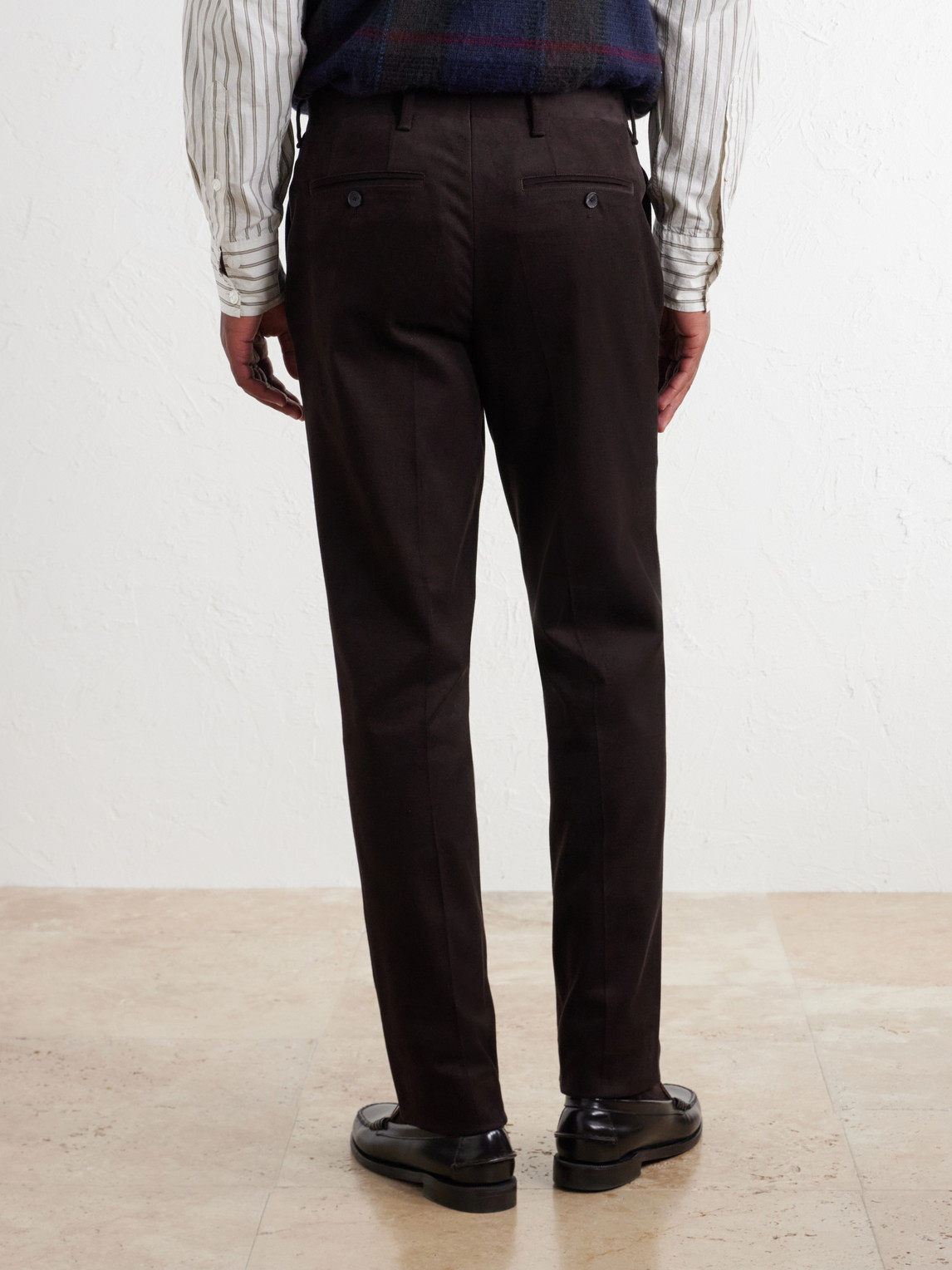 Mr P. - Straight-Leg Brushed Cotton-Blend Twill Suit Trousers
