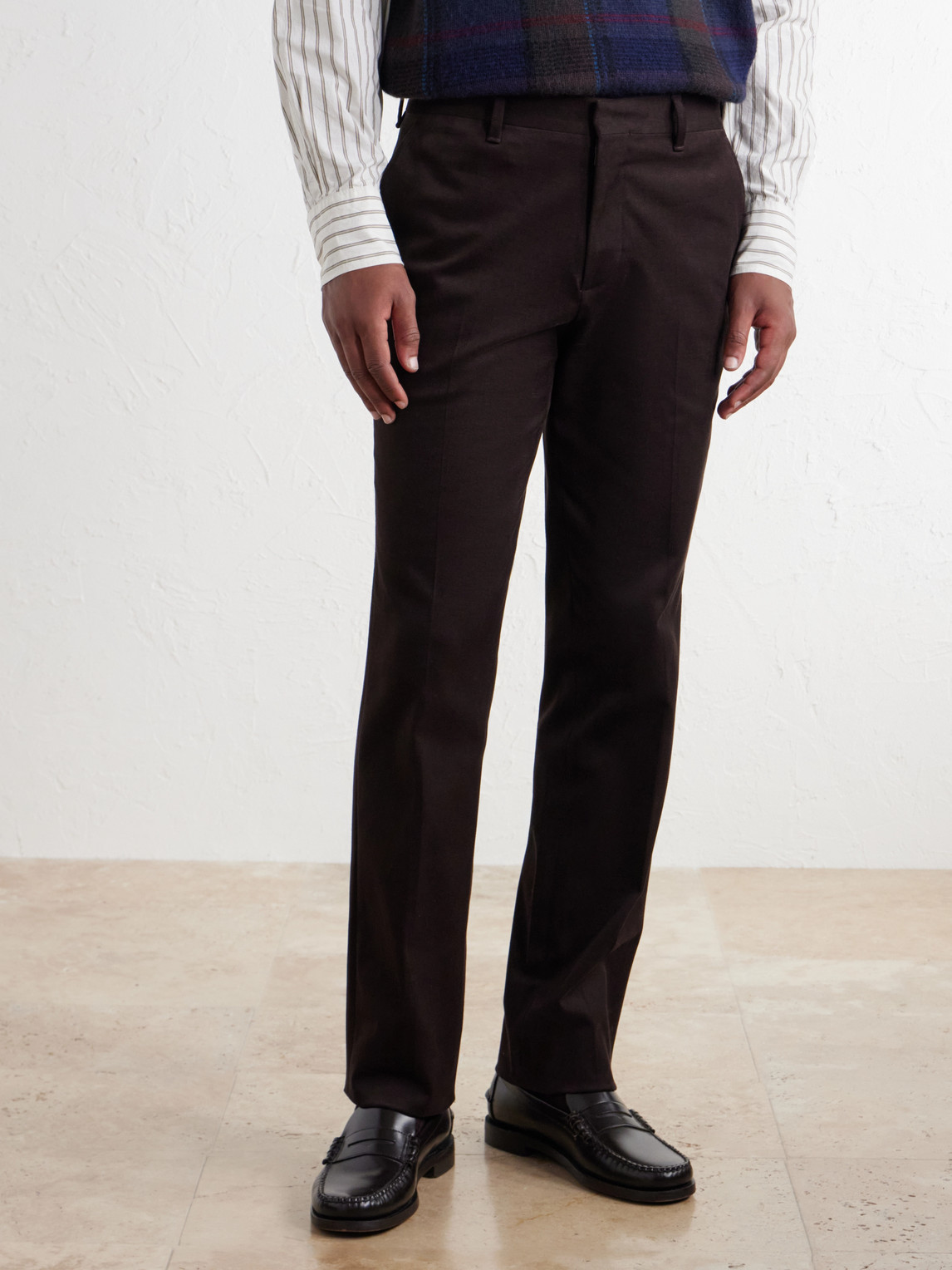 Mr P. - Straight-Leg Brushed Cotton-Blend Twill Suit Trousers
