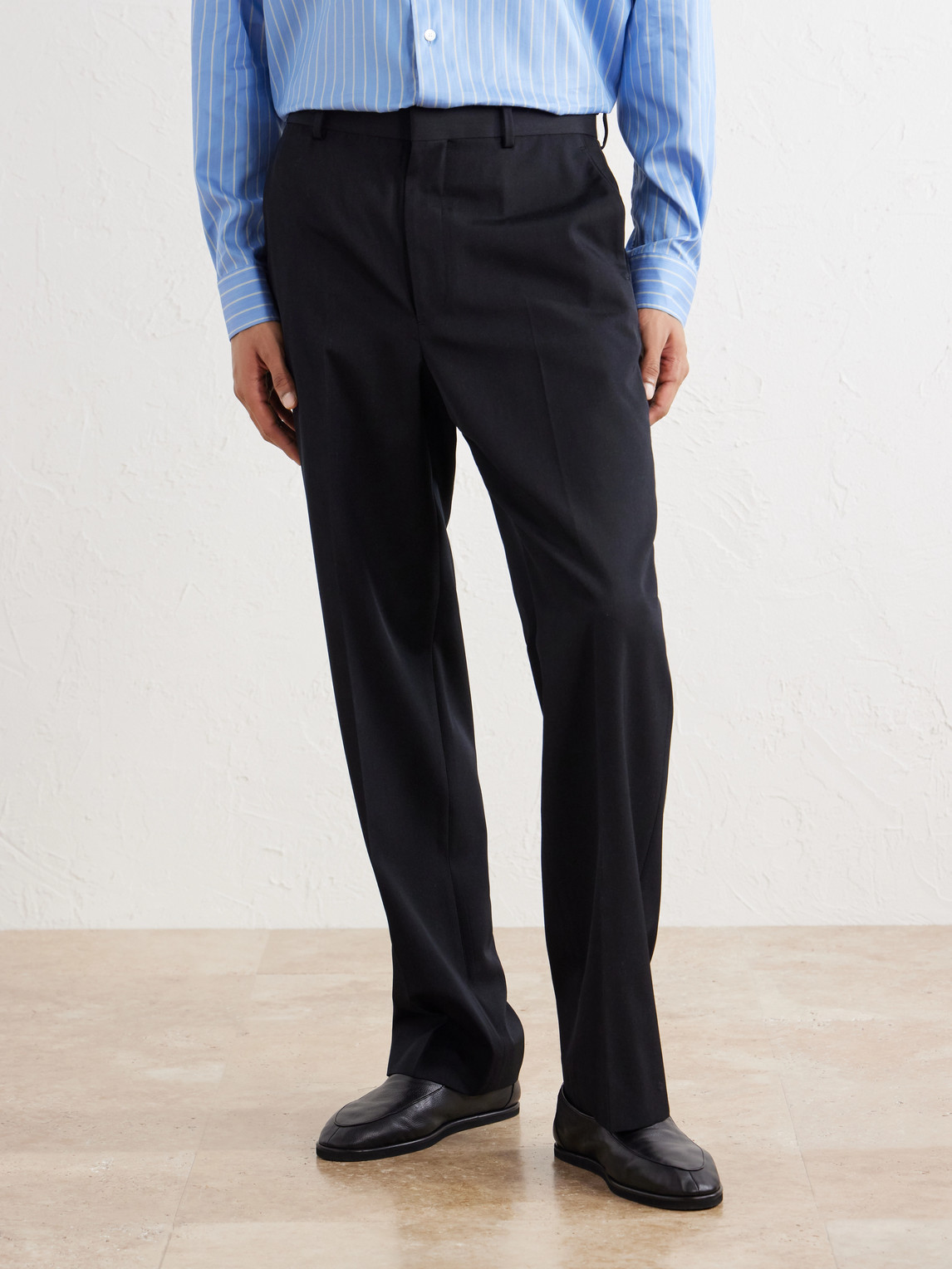 Straight-Leg Wool-Gabardine Trousers