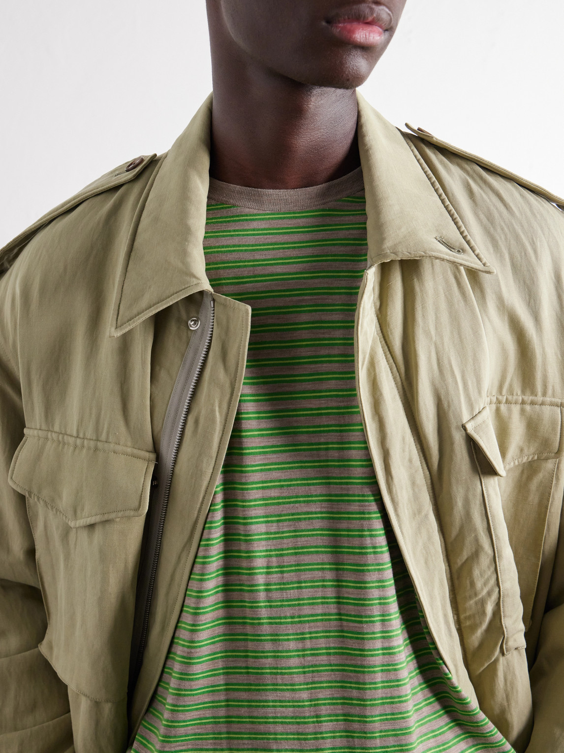 Striped Wool-Jersey T-Shirt
