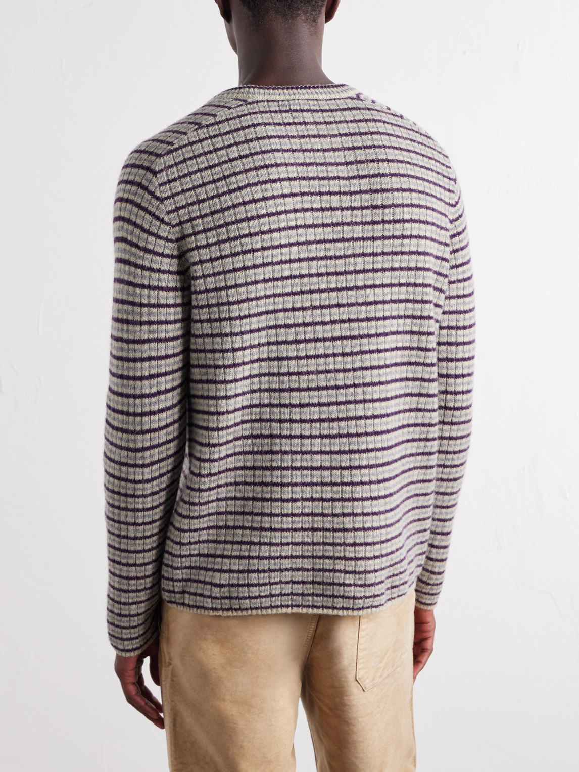 Striped Ribbed Wool And Cashmere-Blend Sweater
