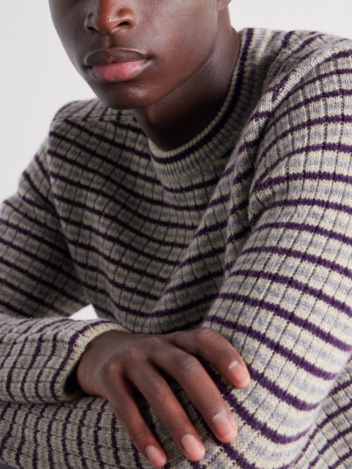 Striped Ribbed Wool And Cashmere-Blend Sweater