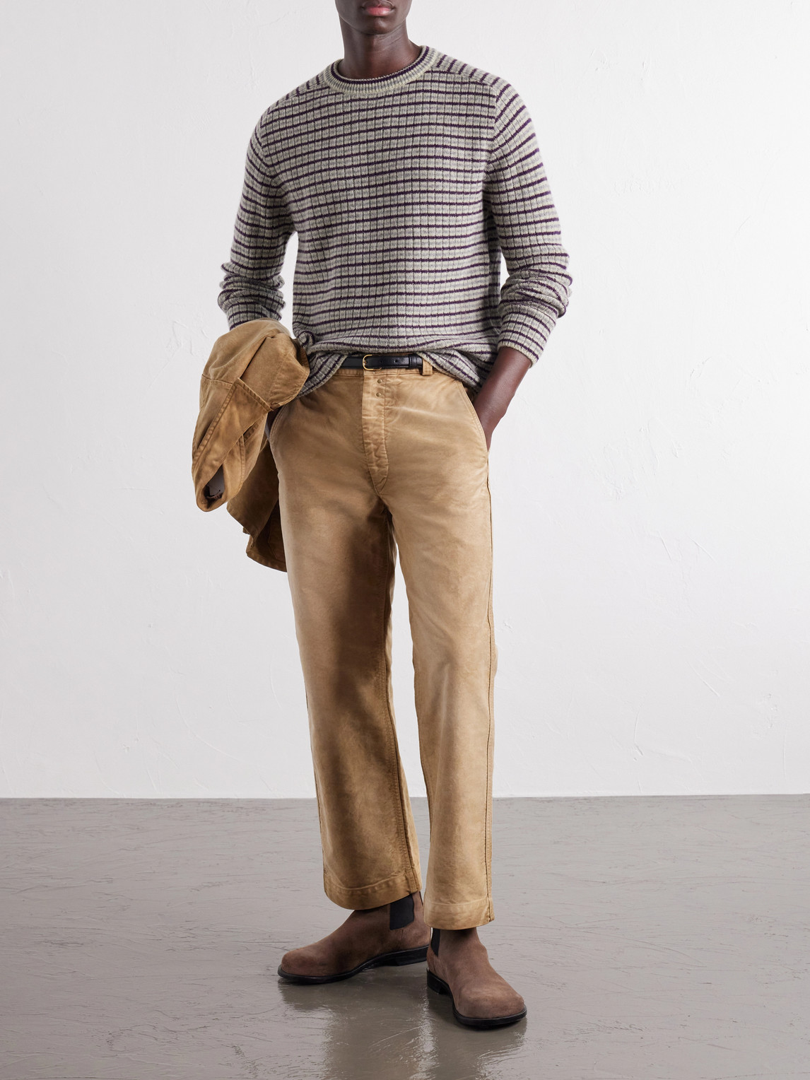 Striped Ribbed Wool And Cashmere-Blend Sweater