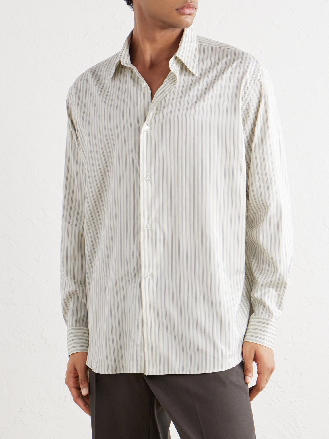 Striped Cotton And Silk-Blend Shirt
