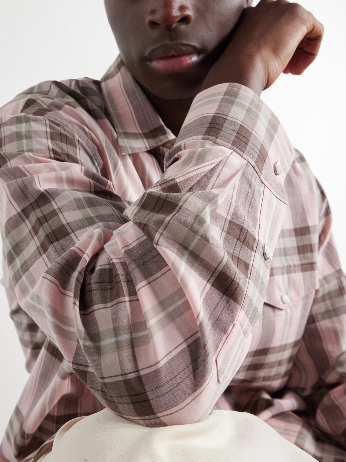 Checked Cotton And Silk-Blend Flannel Shirt