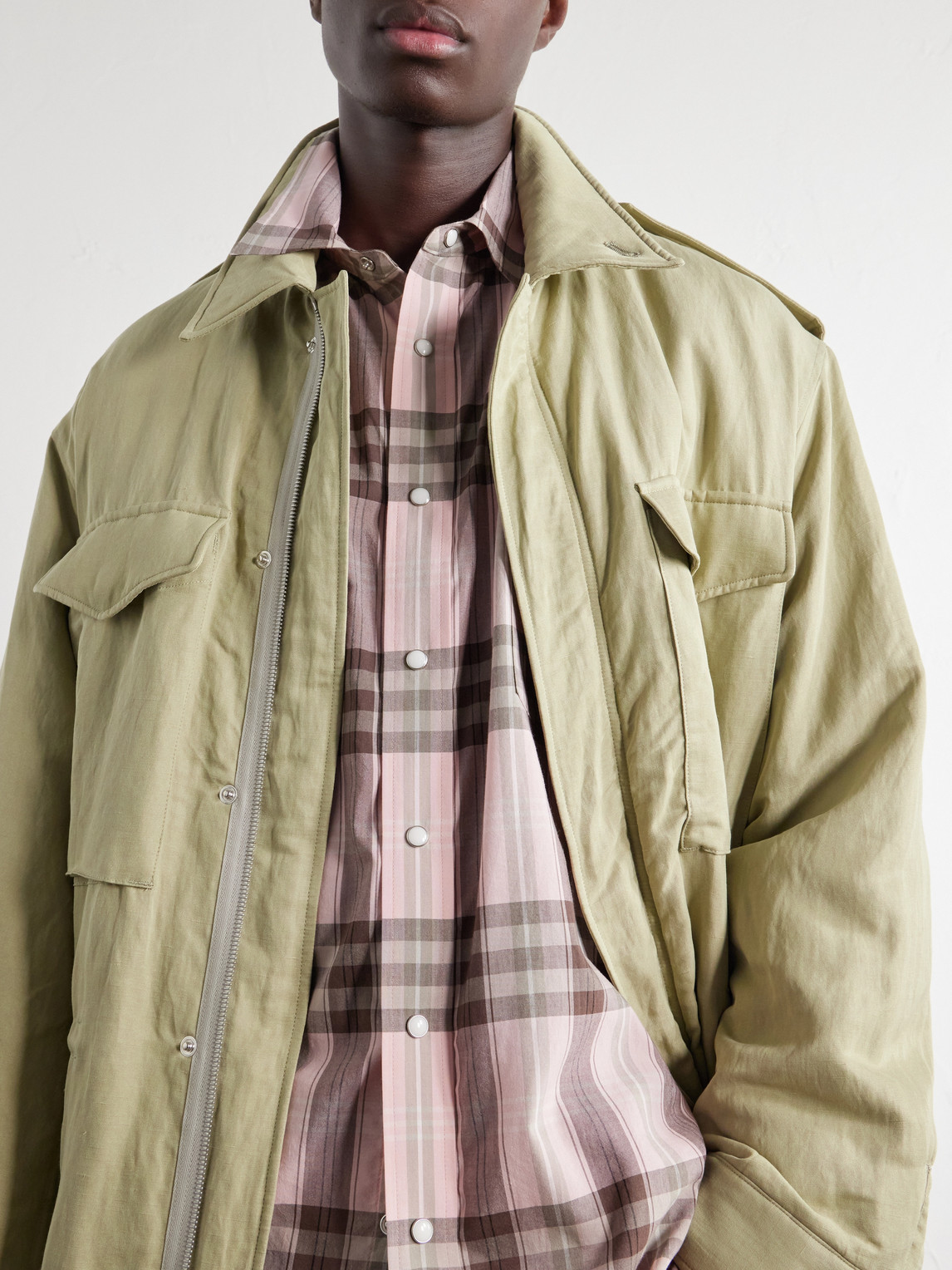 Checked Cotton And Silk-Blend Flannel Shirt