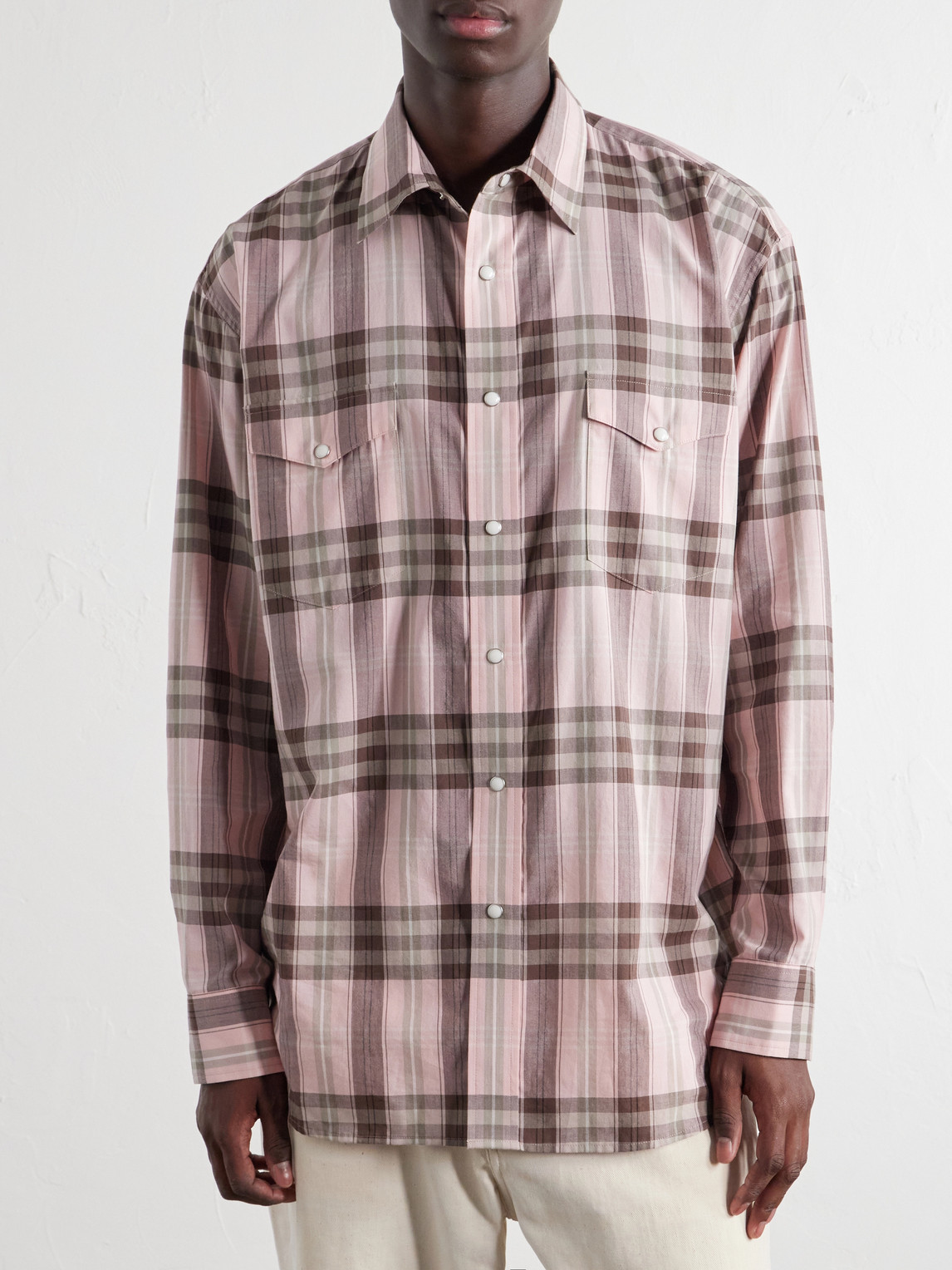 Checked Cotton And Silk-Blend Flannel Shirt
