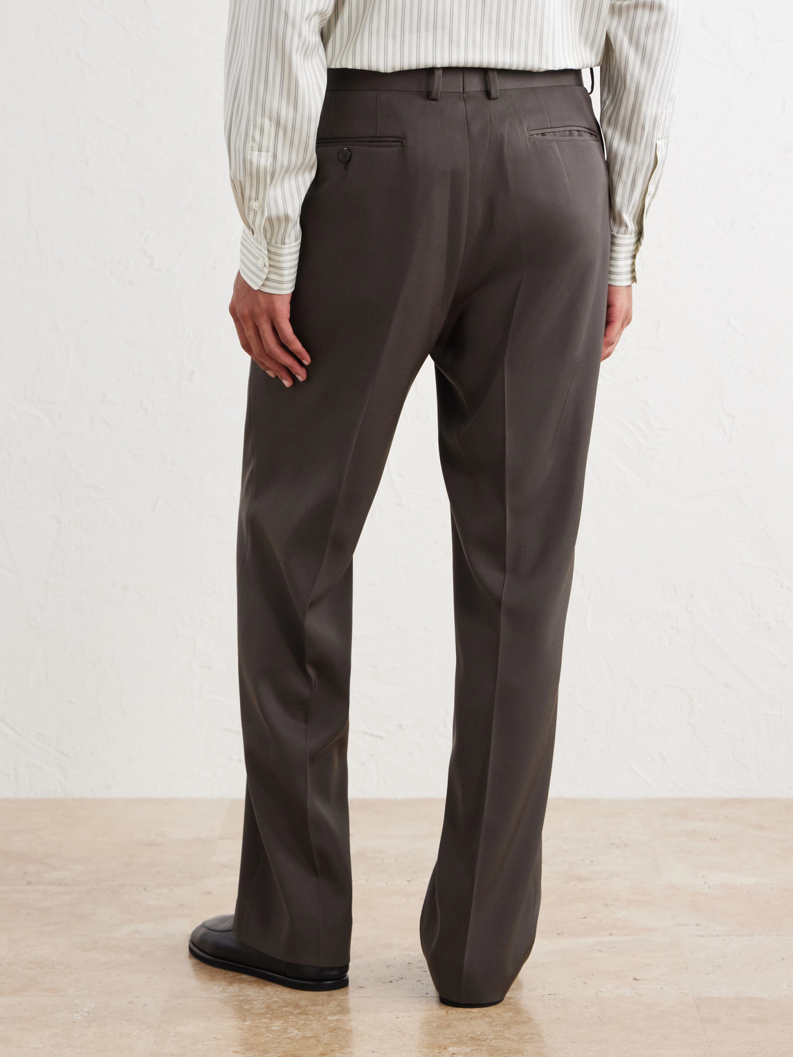 Straight-Leg Wool-Gabardine Trousers