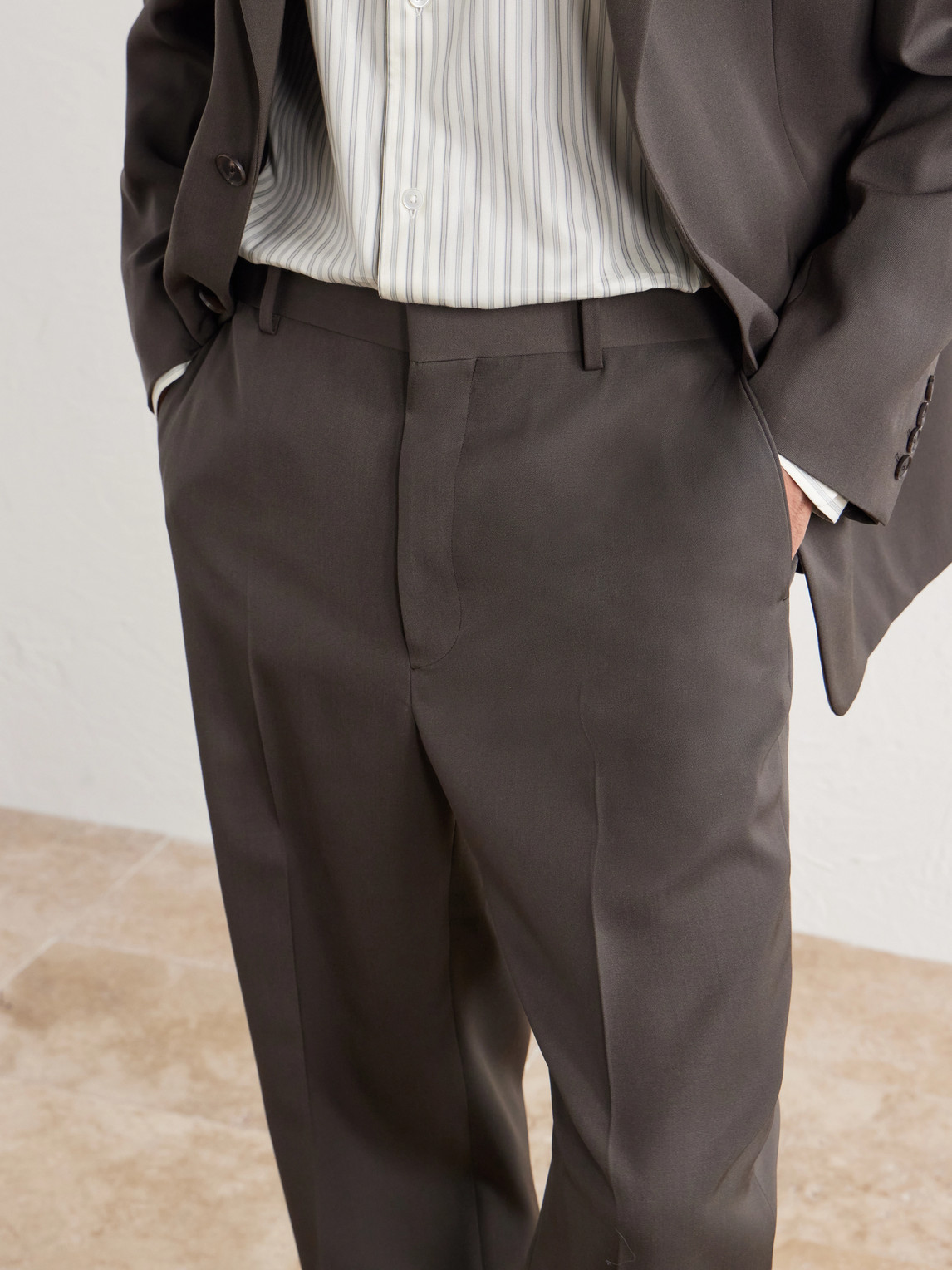 Straight-Leg Wool-Gabardine Trousers