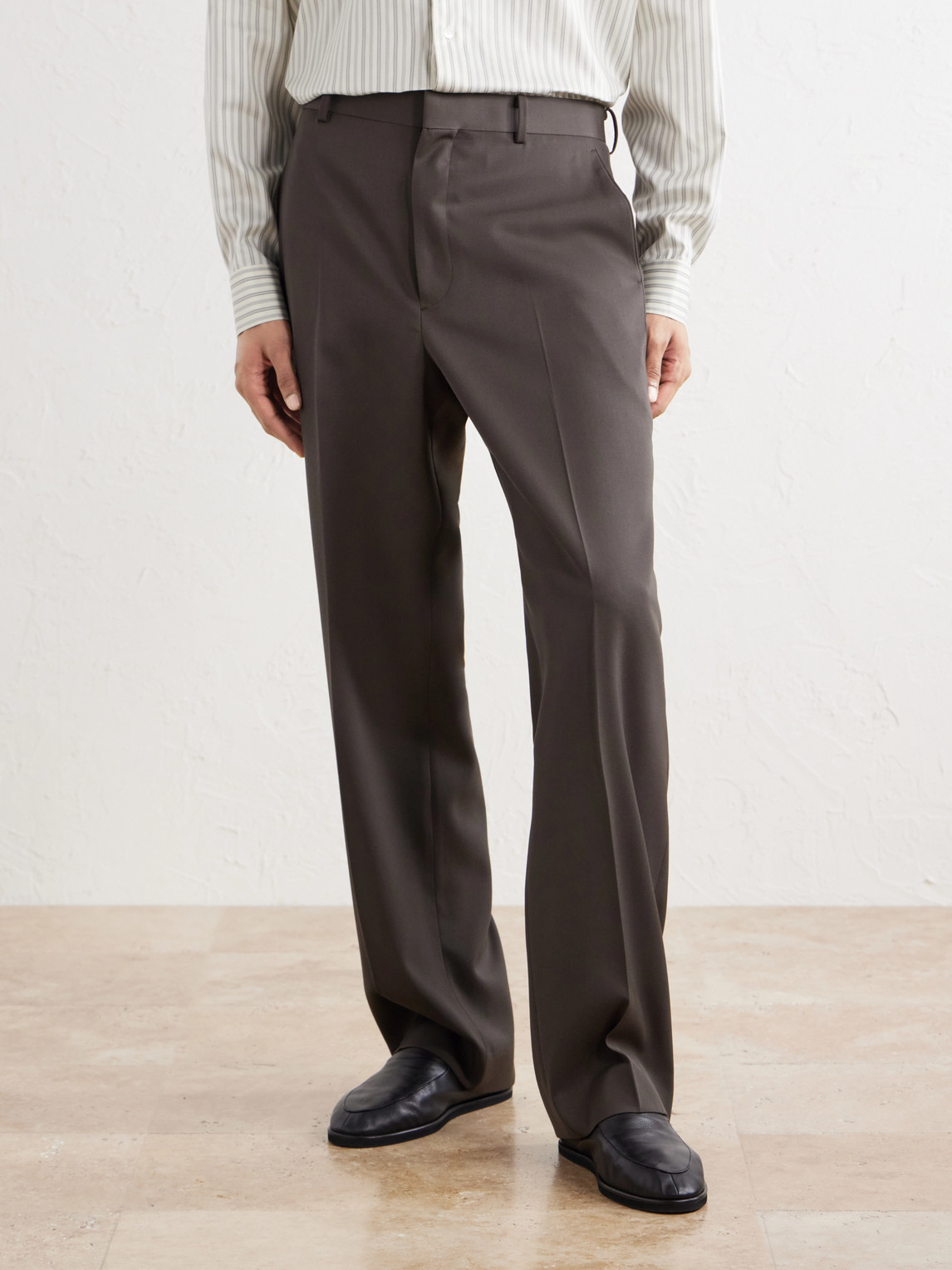 Straight-Leg Wool-Gabardine Trousers
