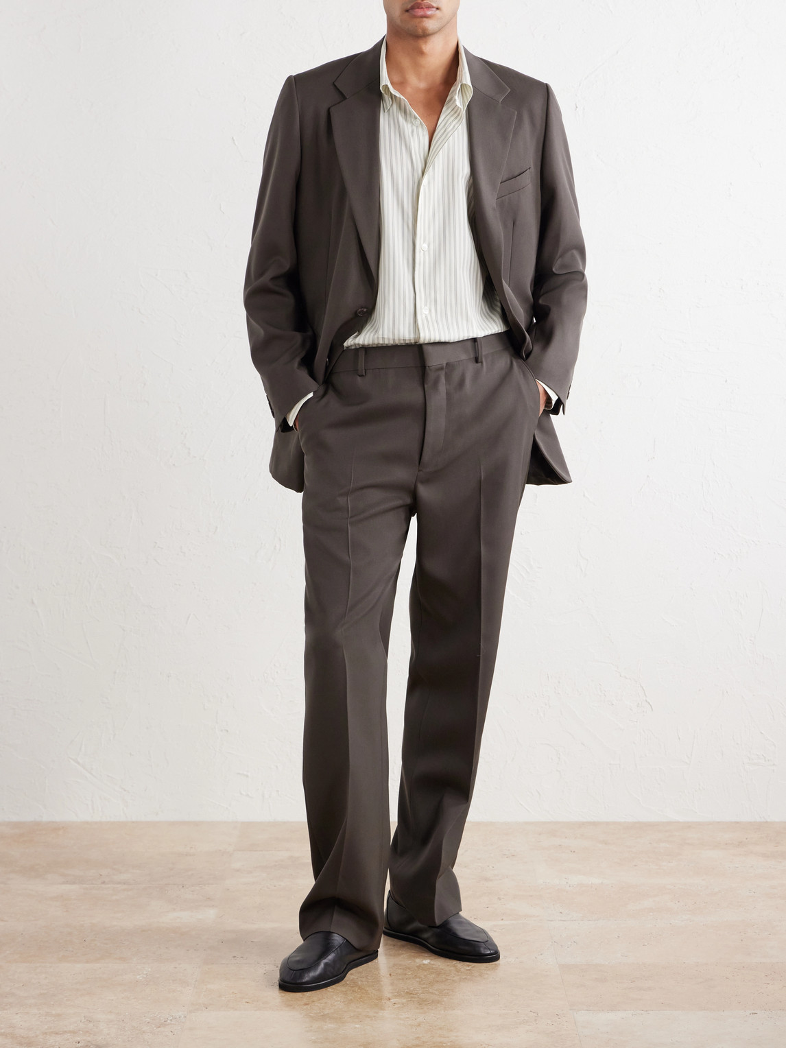 Straight-Leg Wool-Gabardine Trousers