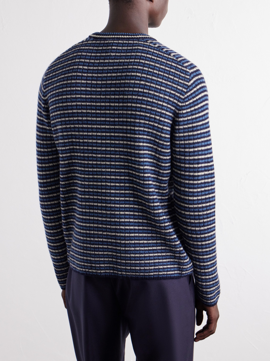 Striped Ribbed Wool And Cashmere-Blend Sweater