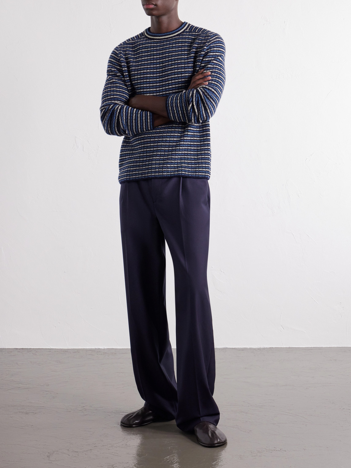 Striped Ribbed Wool And Cashmere-Blend Sweater