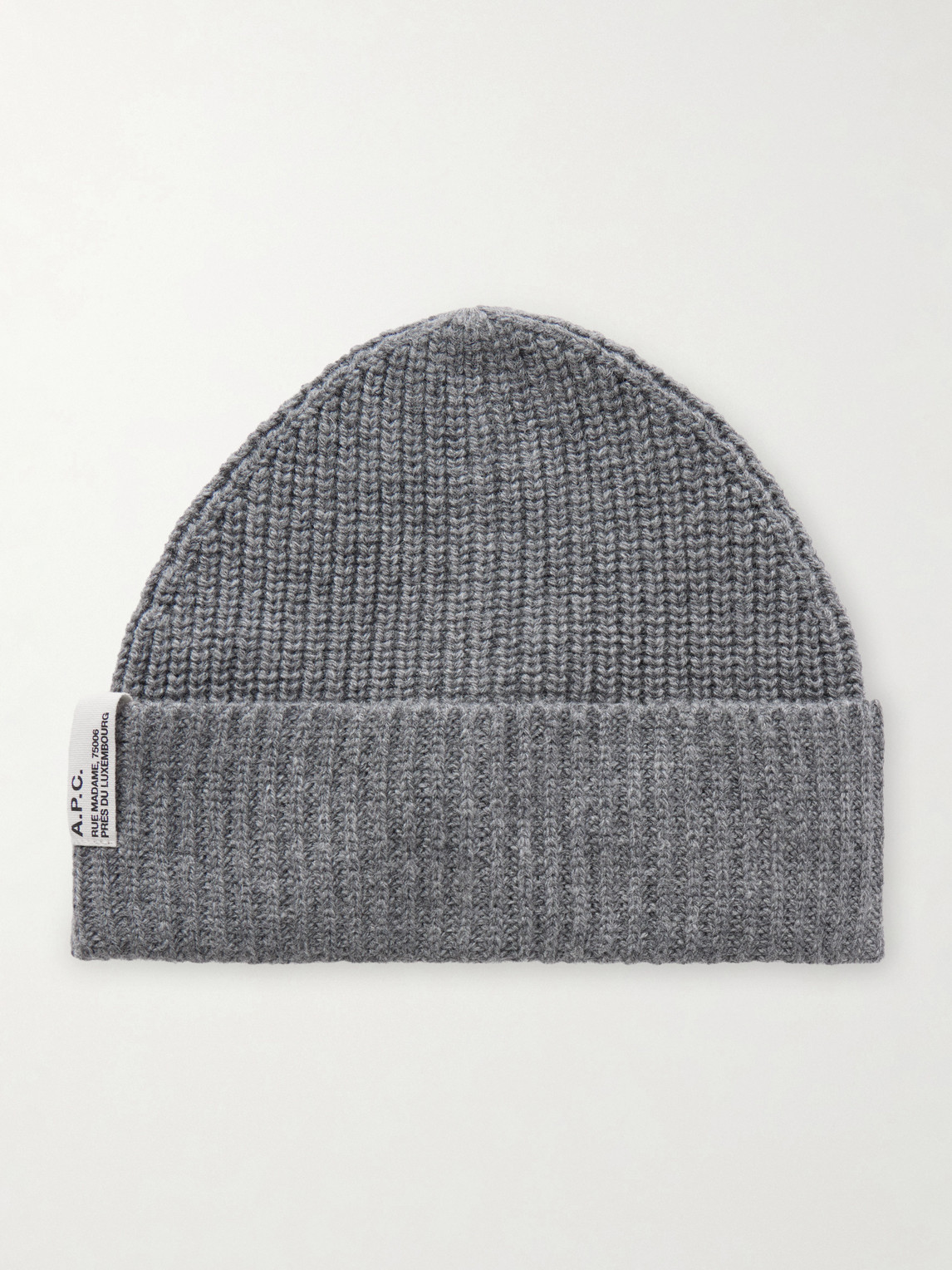 A.p.c. Ribbed Wool And Cashmere-blend Beanie In Gray