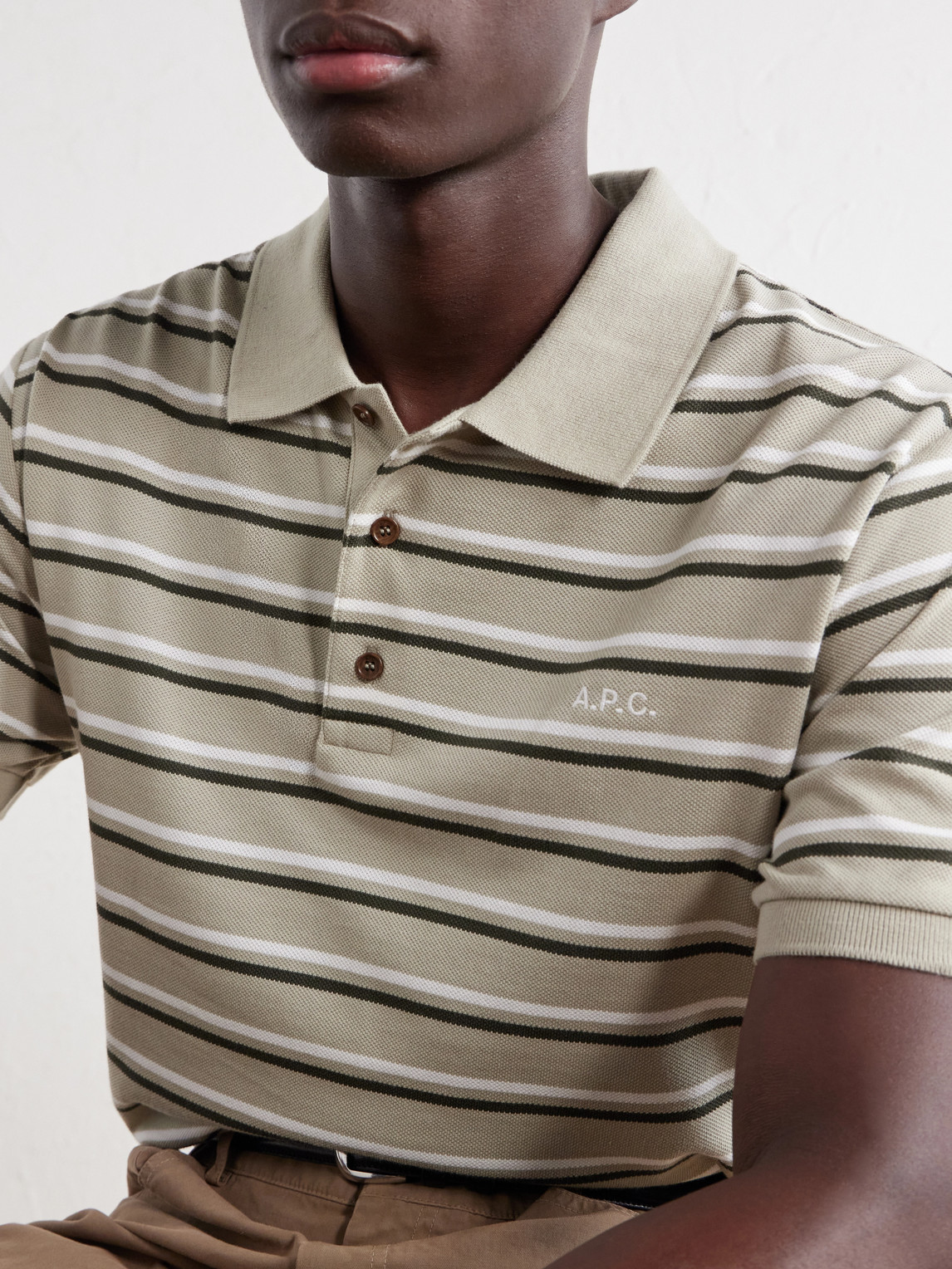 A.P.C. - Joe Striped Cotton-Piqué Polo Shirt