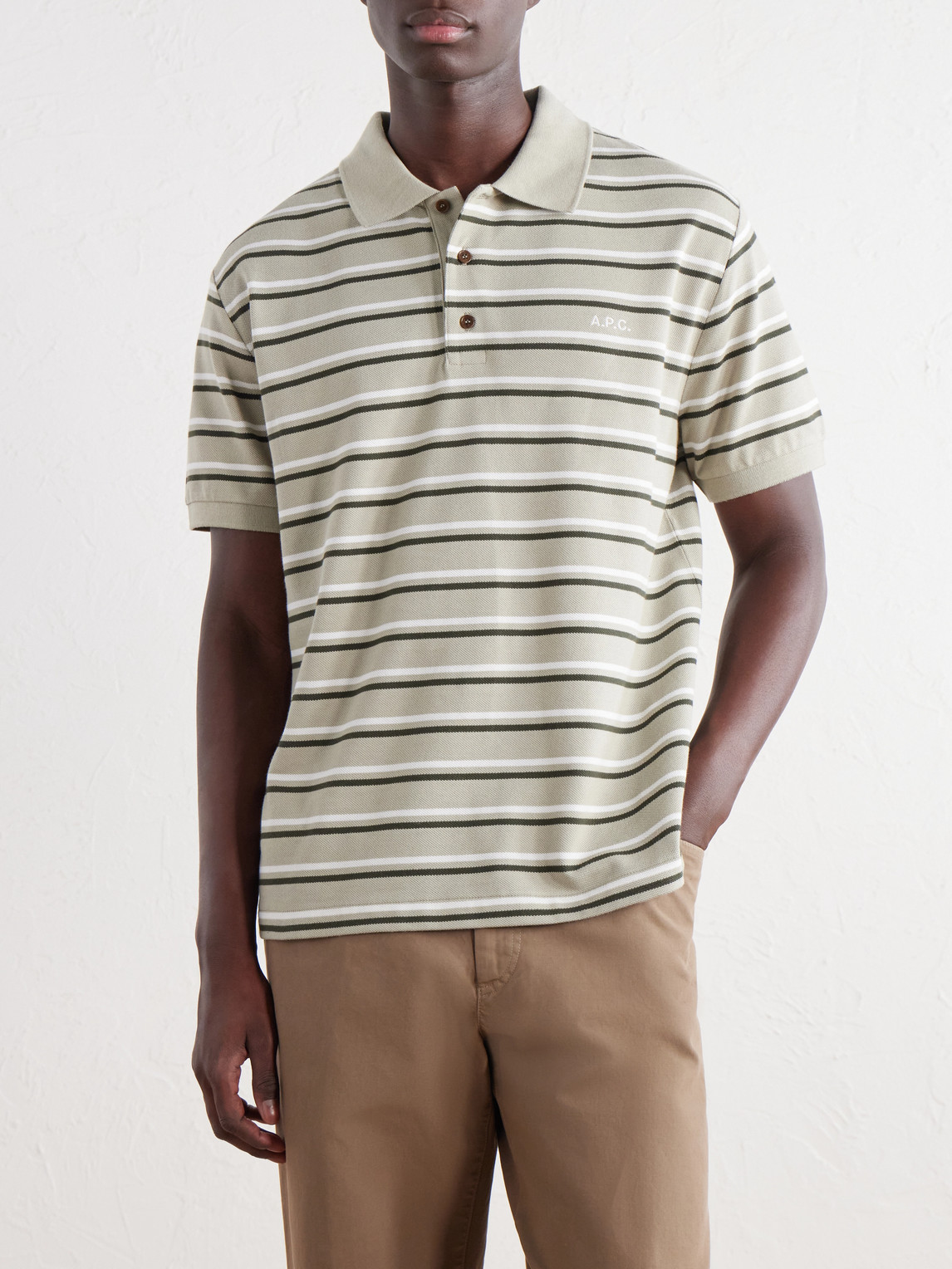 A.P.C. - Joe Striped Cotton-Piqué Polo Shirt