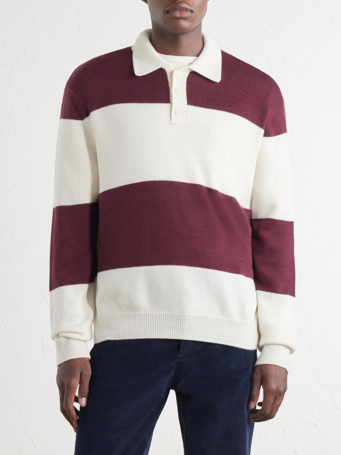 A.P.C. - Logo-Embroidered Striped Virgin Wool Polo Sweater
