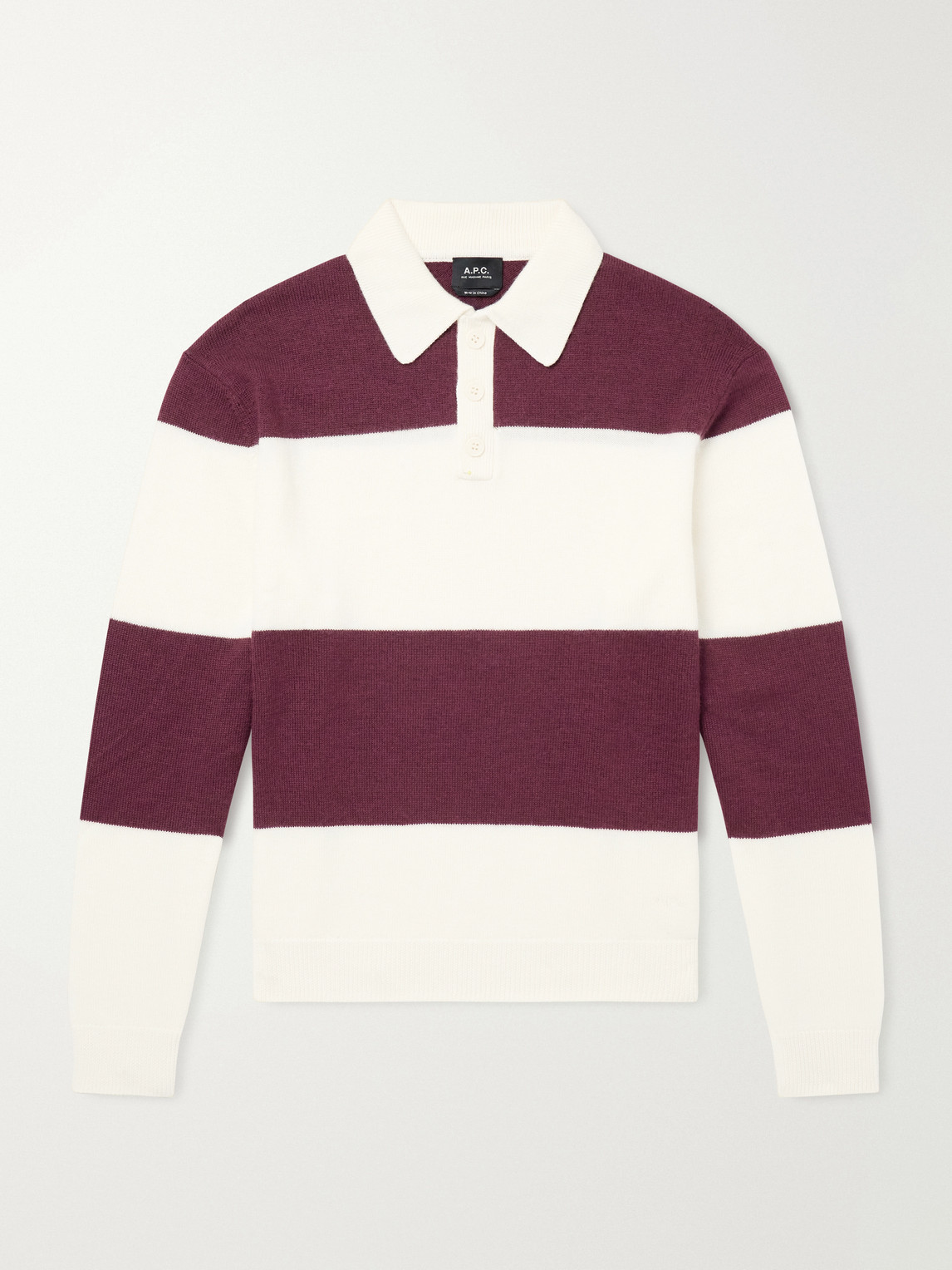 A.P.C. - Logo-Embroidered Striped Virgin Wool Polo Sweater