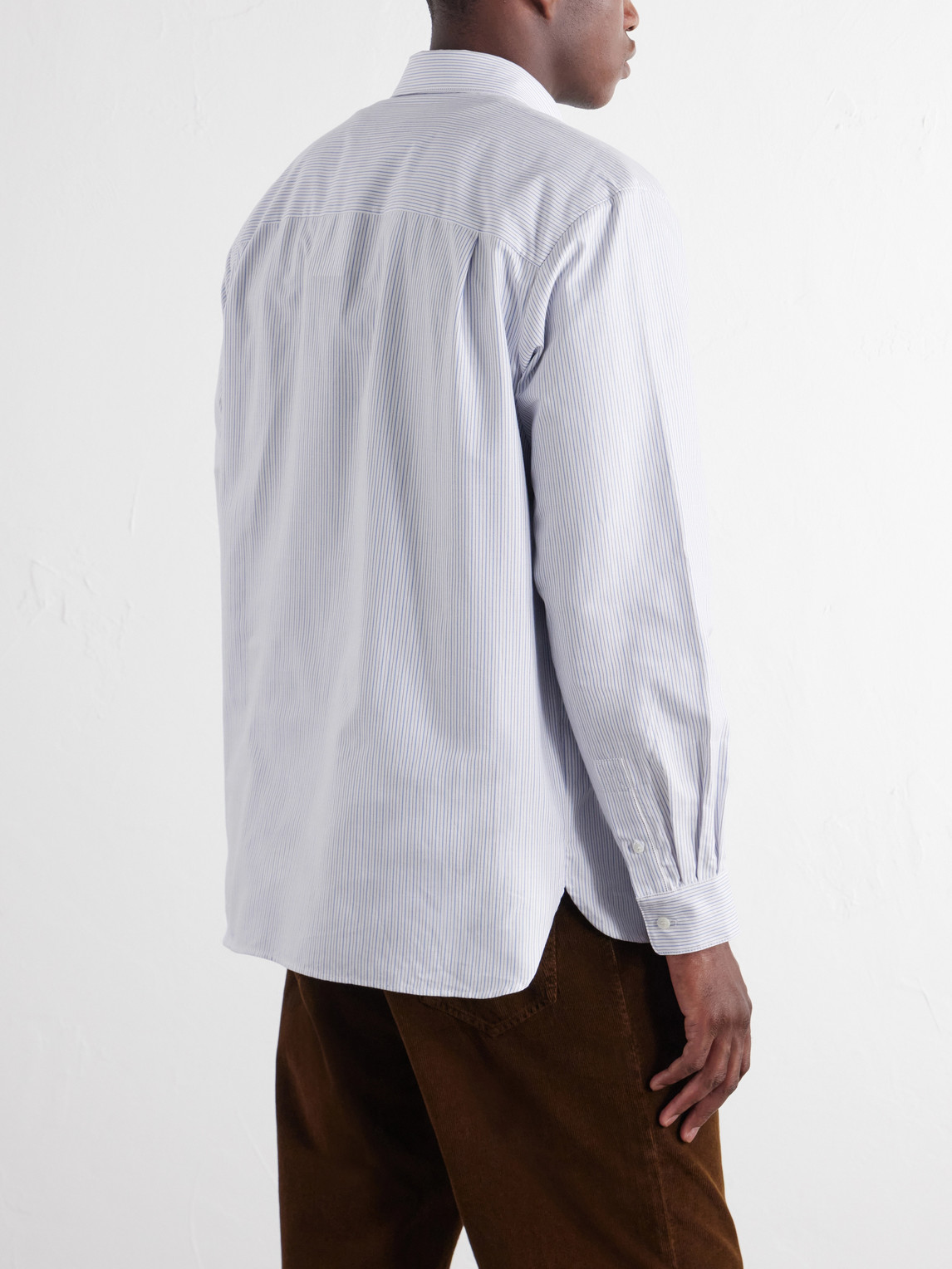 A.P.C. - Mateo Striped Logo-Embroidered Cotton-Poplin Shirt