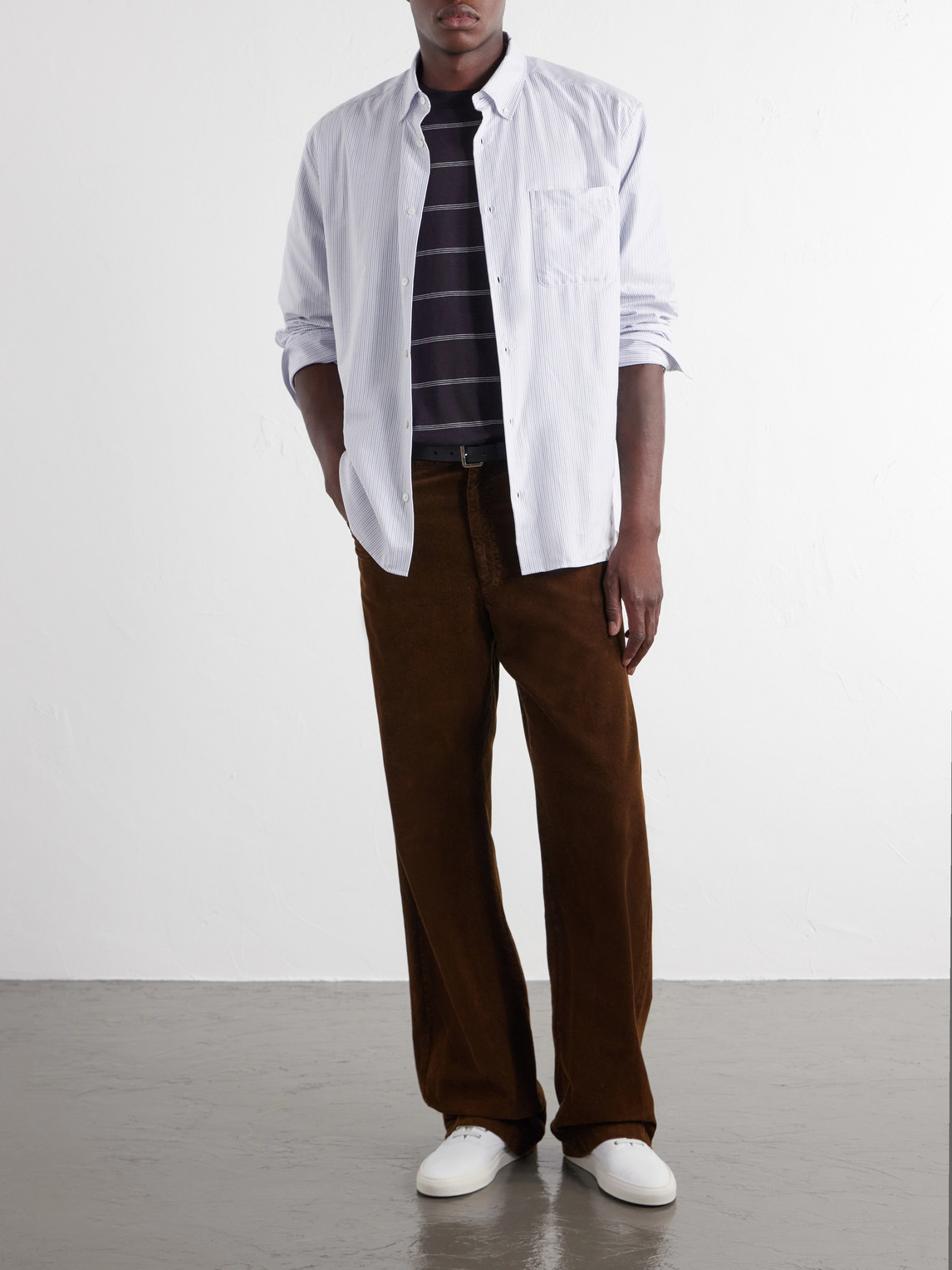 A.P.C. - Mateo Striped Logo-Embroidered Cotton-Poplin Shirt