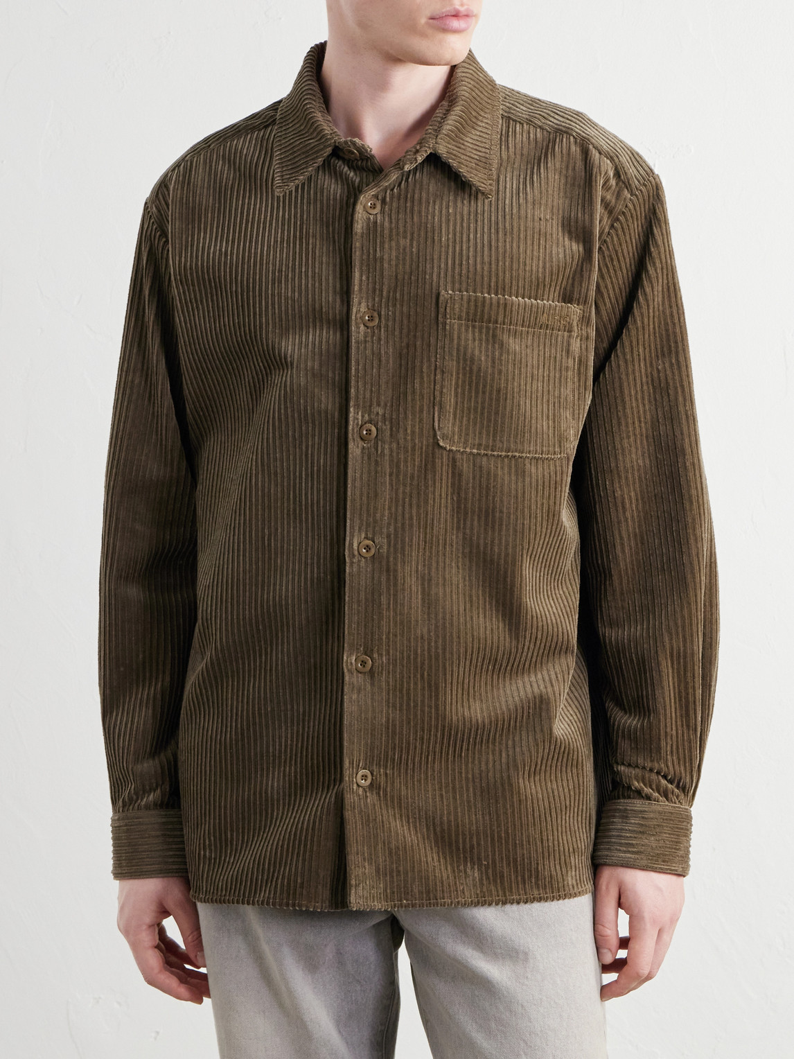 A.P.C. - Mateo Logo-Embroidered Cotton-Corduroy Shirt