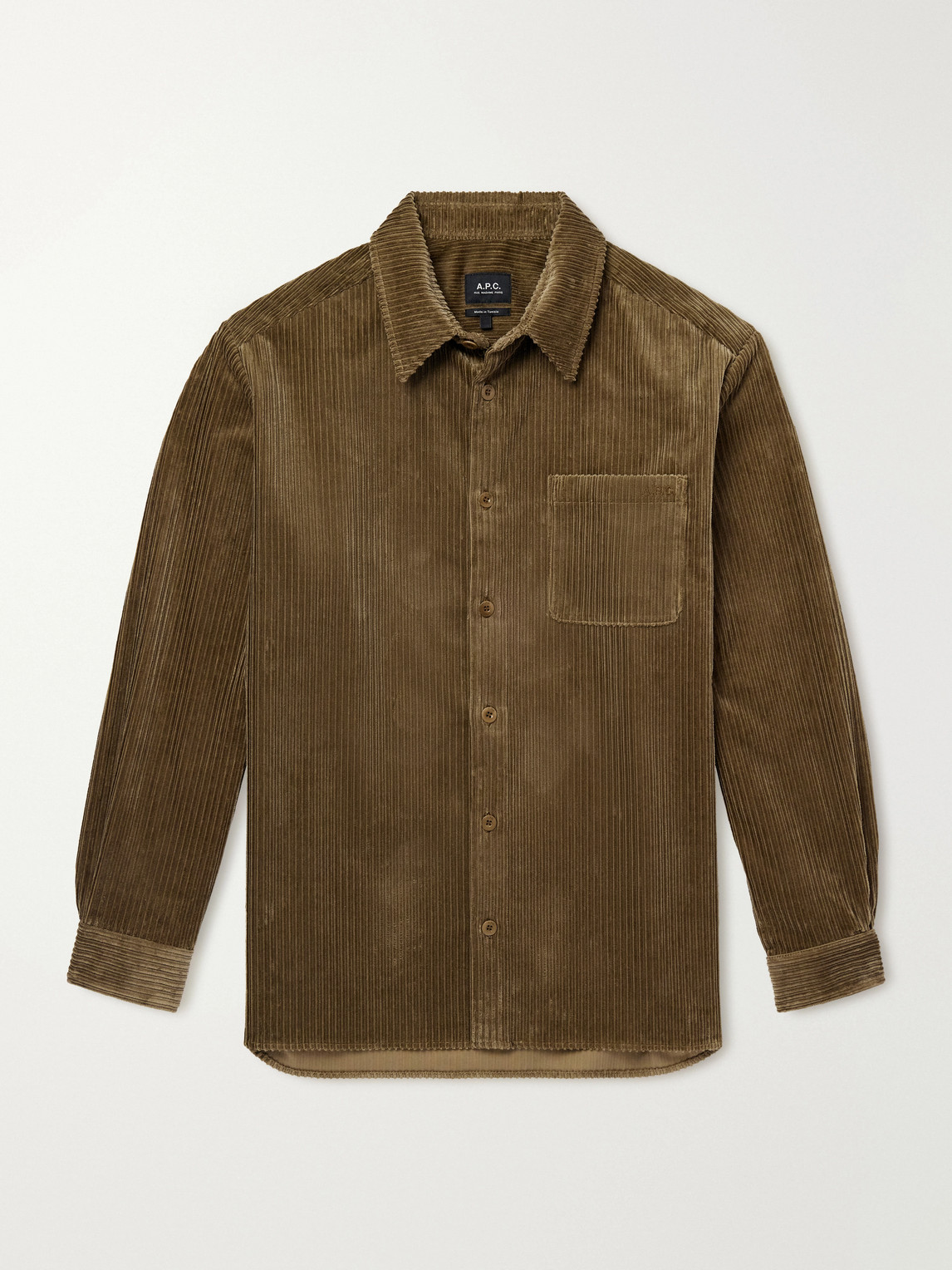 A.P.C. - Mateo Logo-Embroidered Cotton-Corduroy Shirt