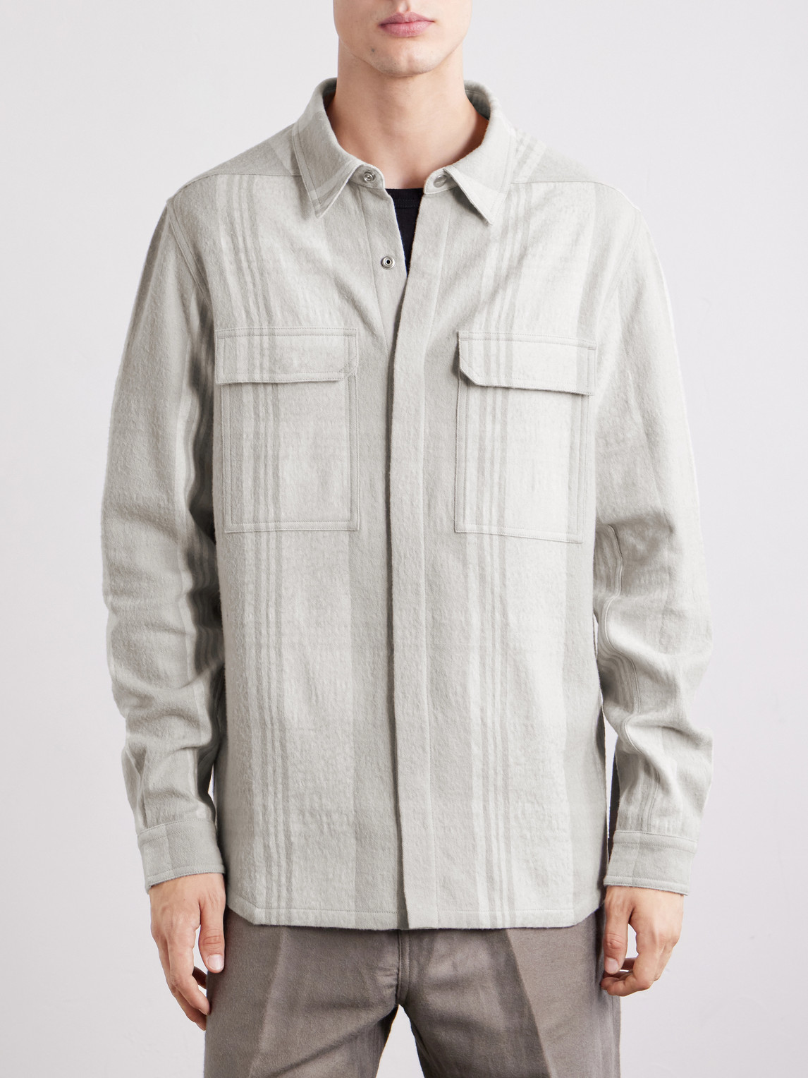 Striped Cotton And Wool-Blend Flannel Overshirt