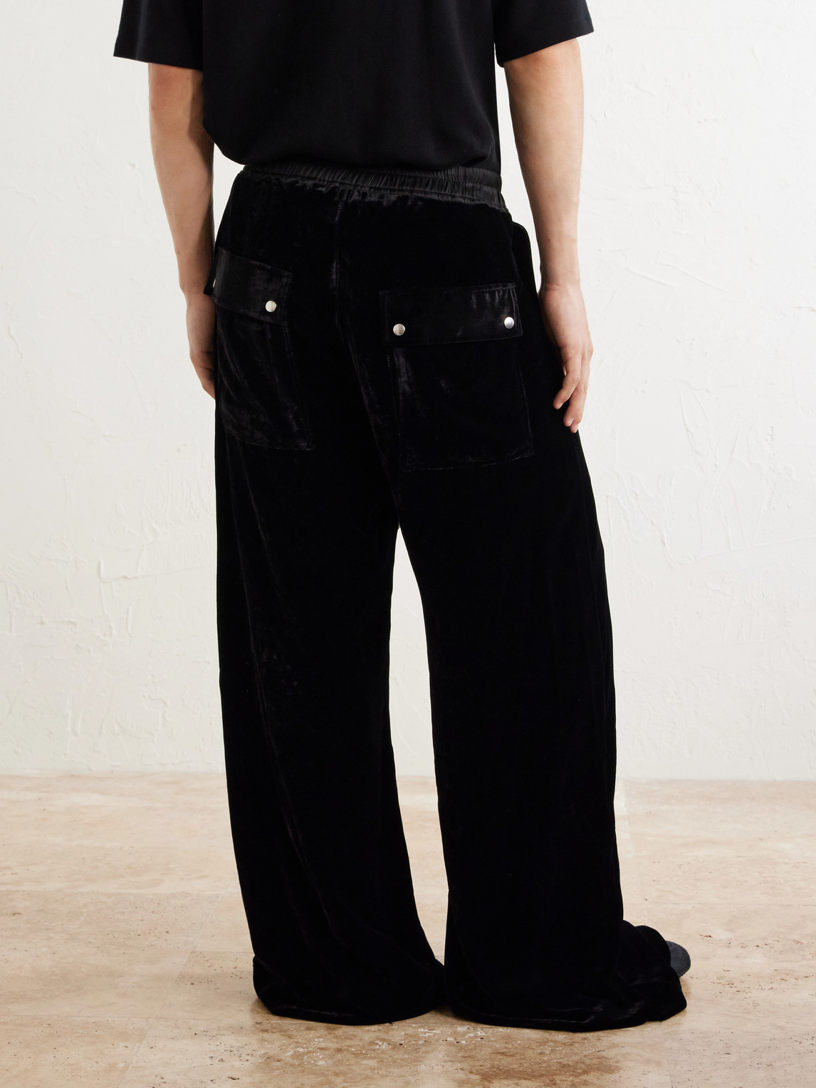 Bela Wide-Leg Drawstring Velour Trousers