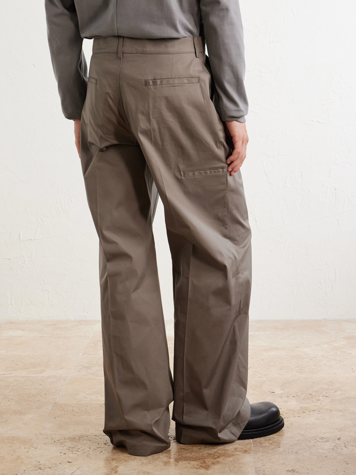 Wide-Leg Cotton-Blend Canvas Trousers