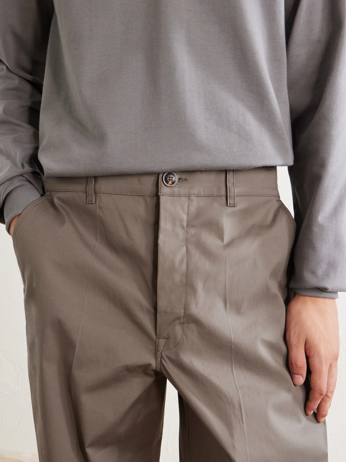 Wide-Leg Cotton-Blend Canvas Trousers